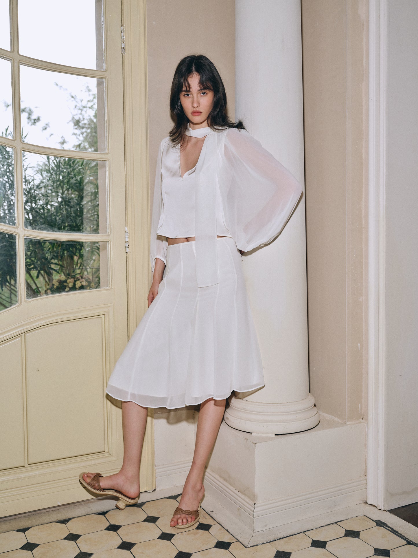Airflow Chiffon Skirt-Sandstone