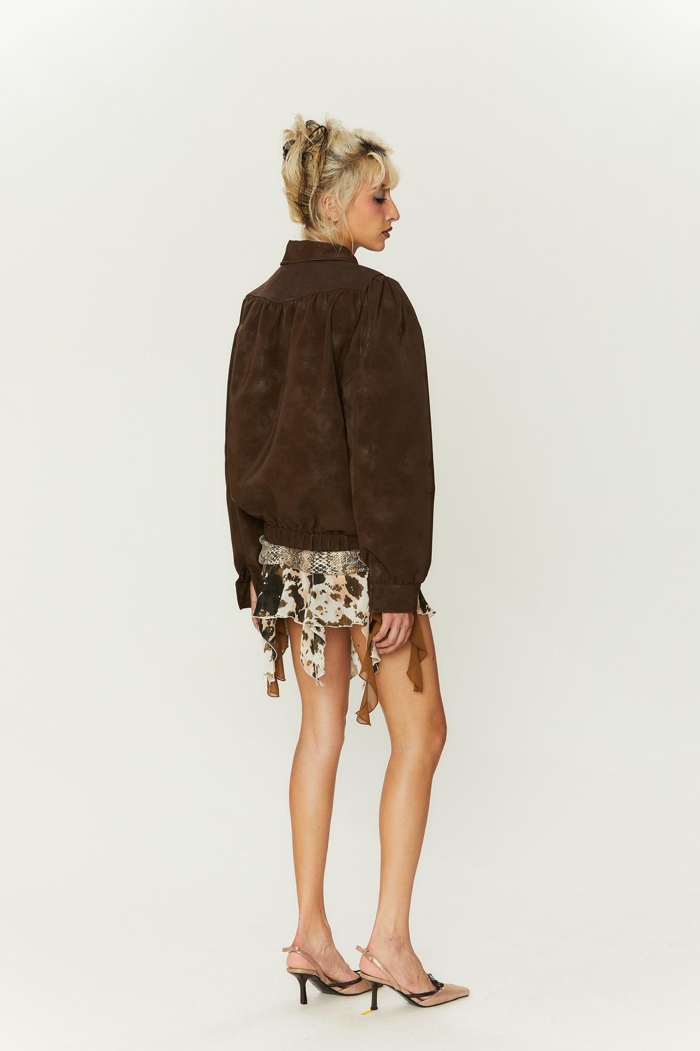 Cara Silky Velvet Fur Jacket in Brown