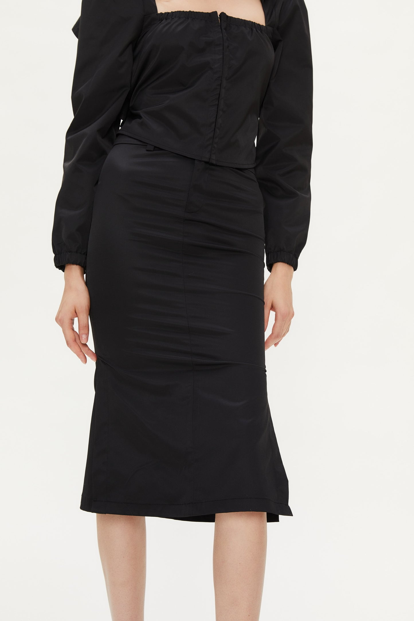 Kobi Double Slit Casual Skirt in Black