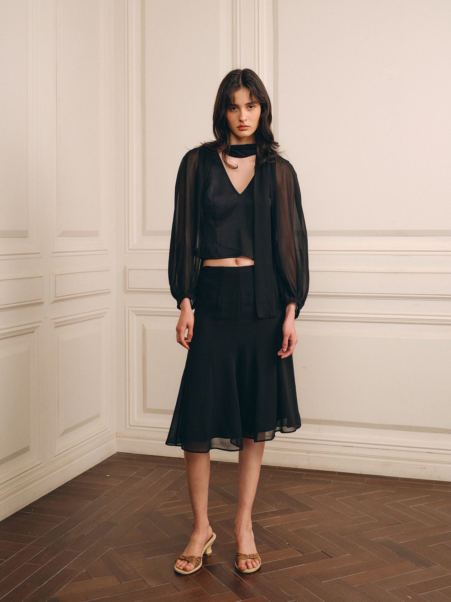 Isola Sheer Top-Black