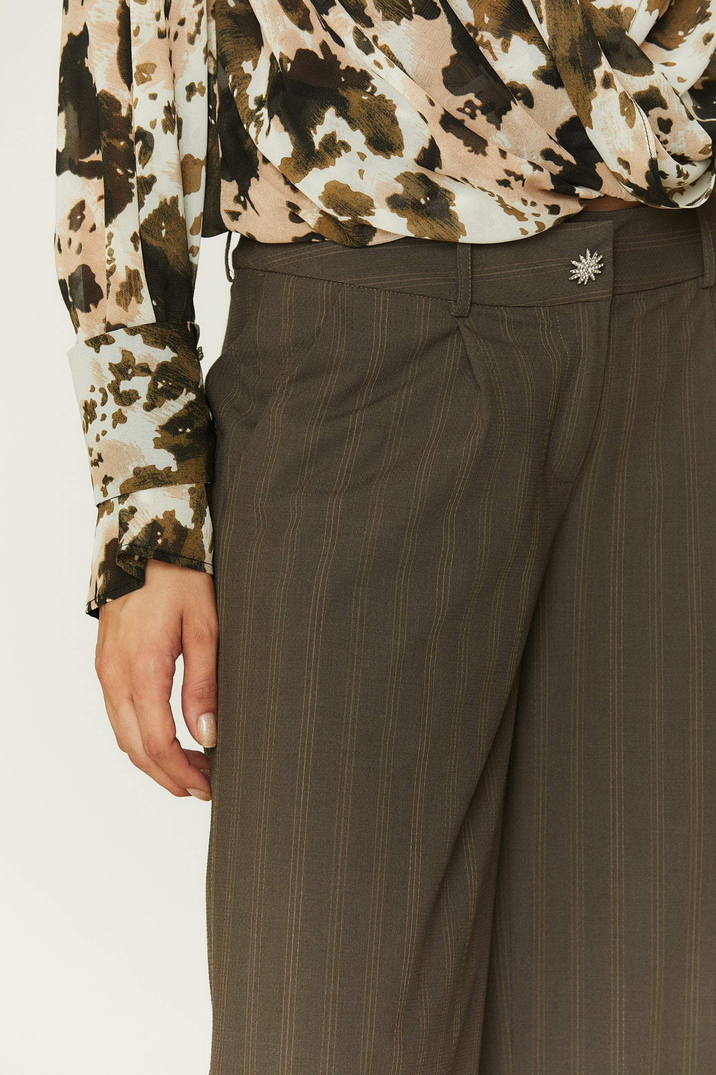 Lynn Striped Suit Pants in Brown