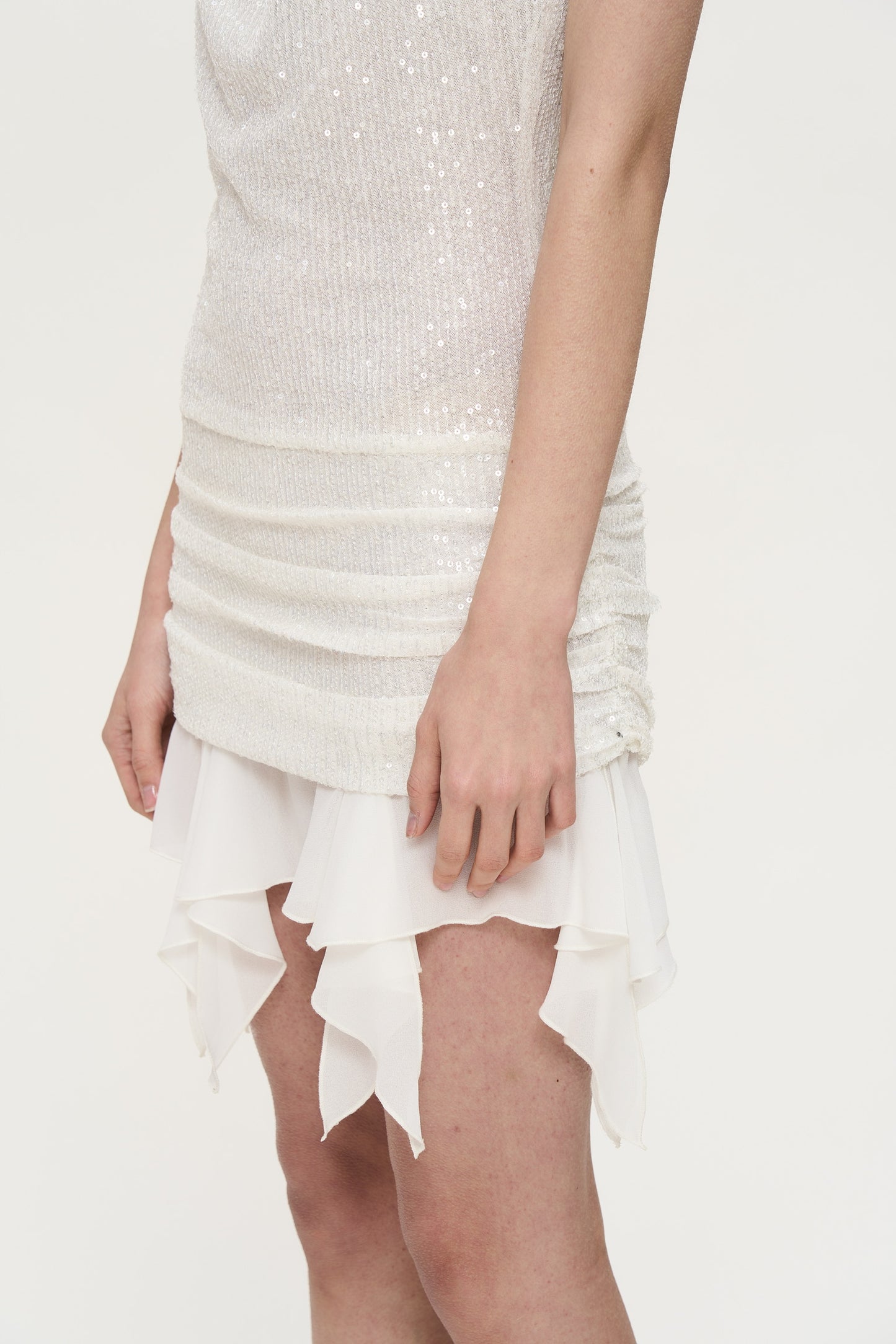 Livia Sequined Slip Dress in White