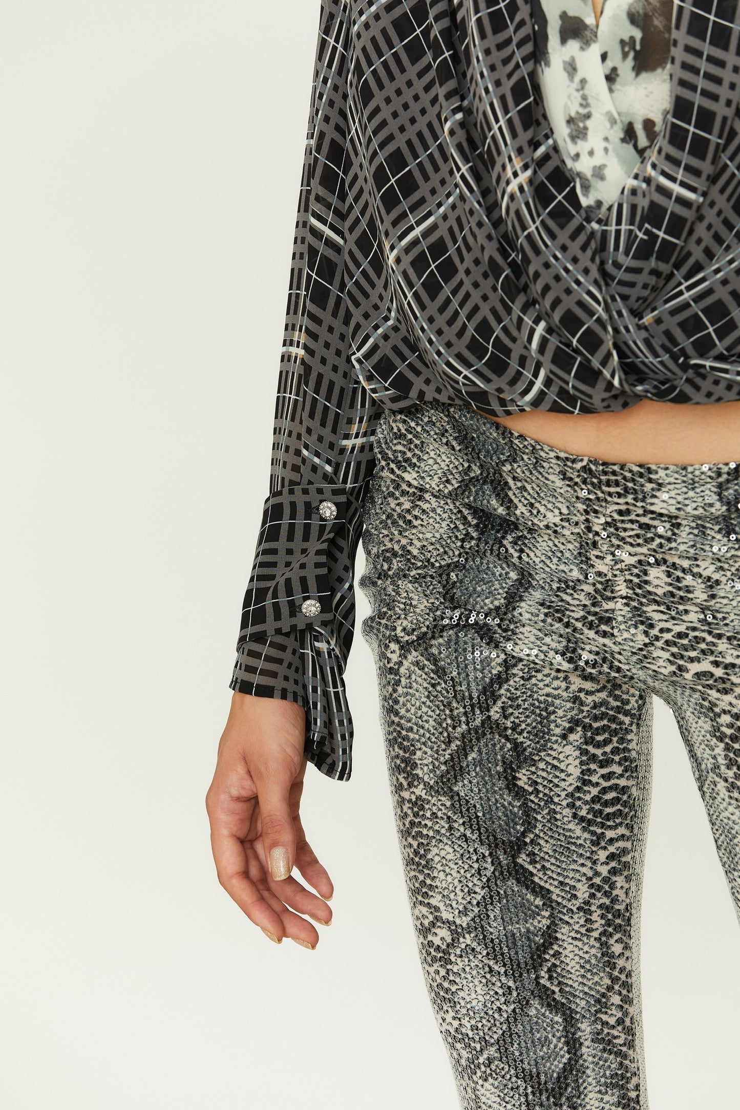 Yala Sequined Flared Pants in Gray