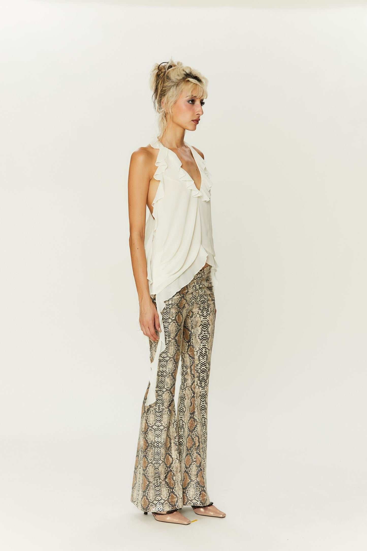 Yala Sequined Flared Pants in Brown
