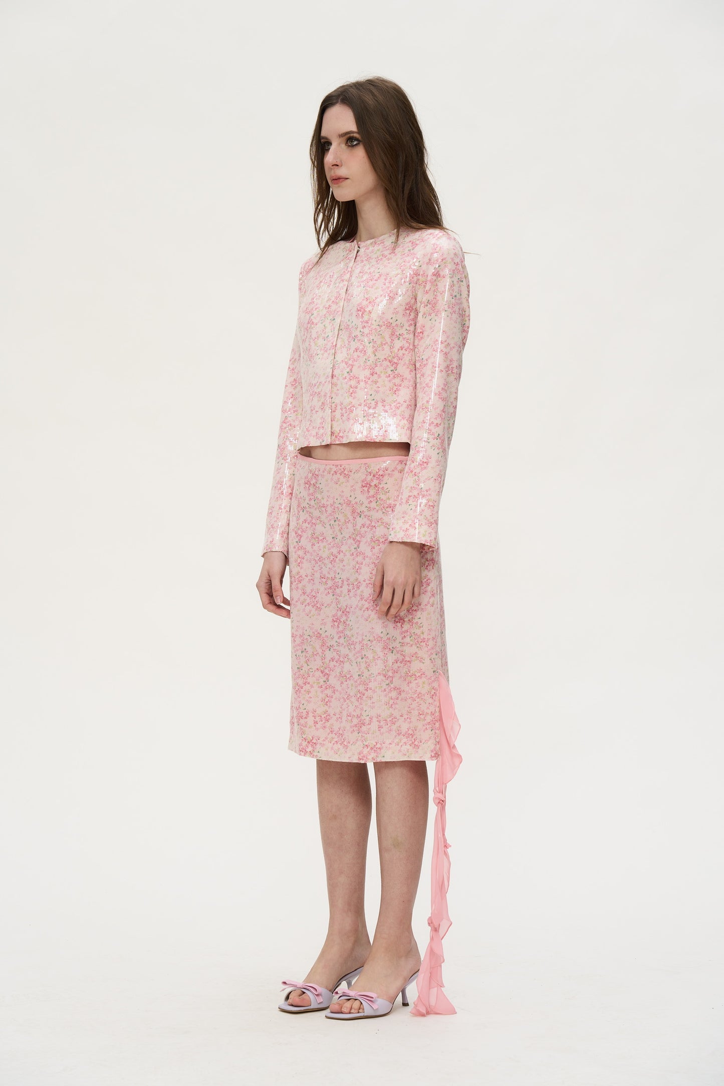 May Sequin Embellished Outwear in Pink