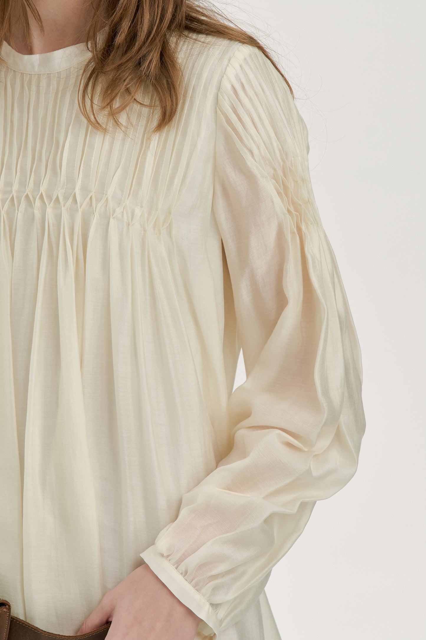 Cream Pleated Dress