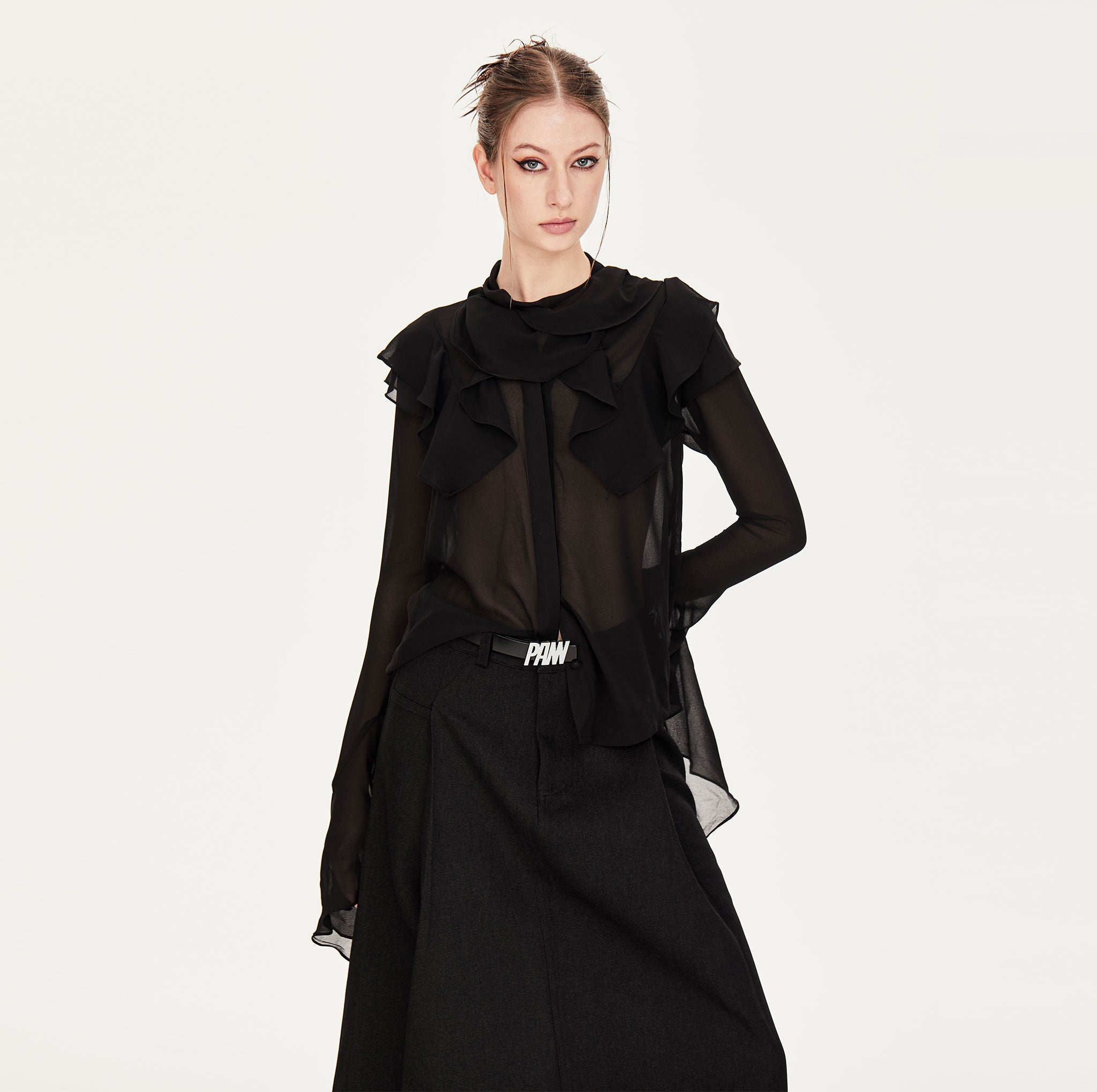 Camille Chiffon Blouse in Black