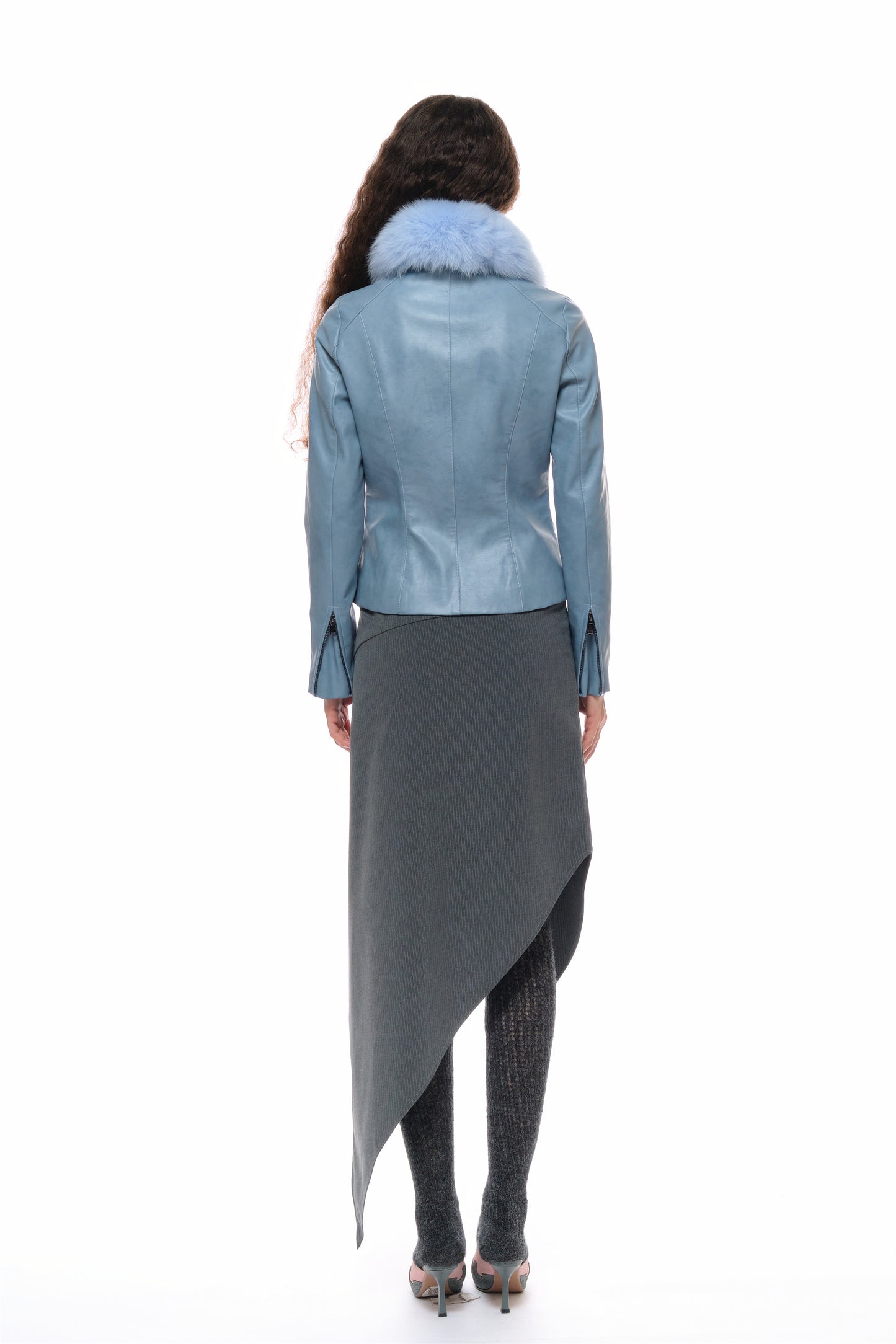 Leah Asymmetrical Tailored Skirt in Gray