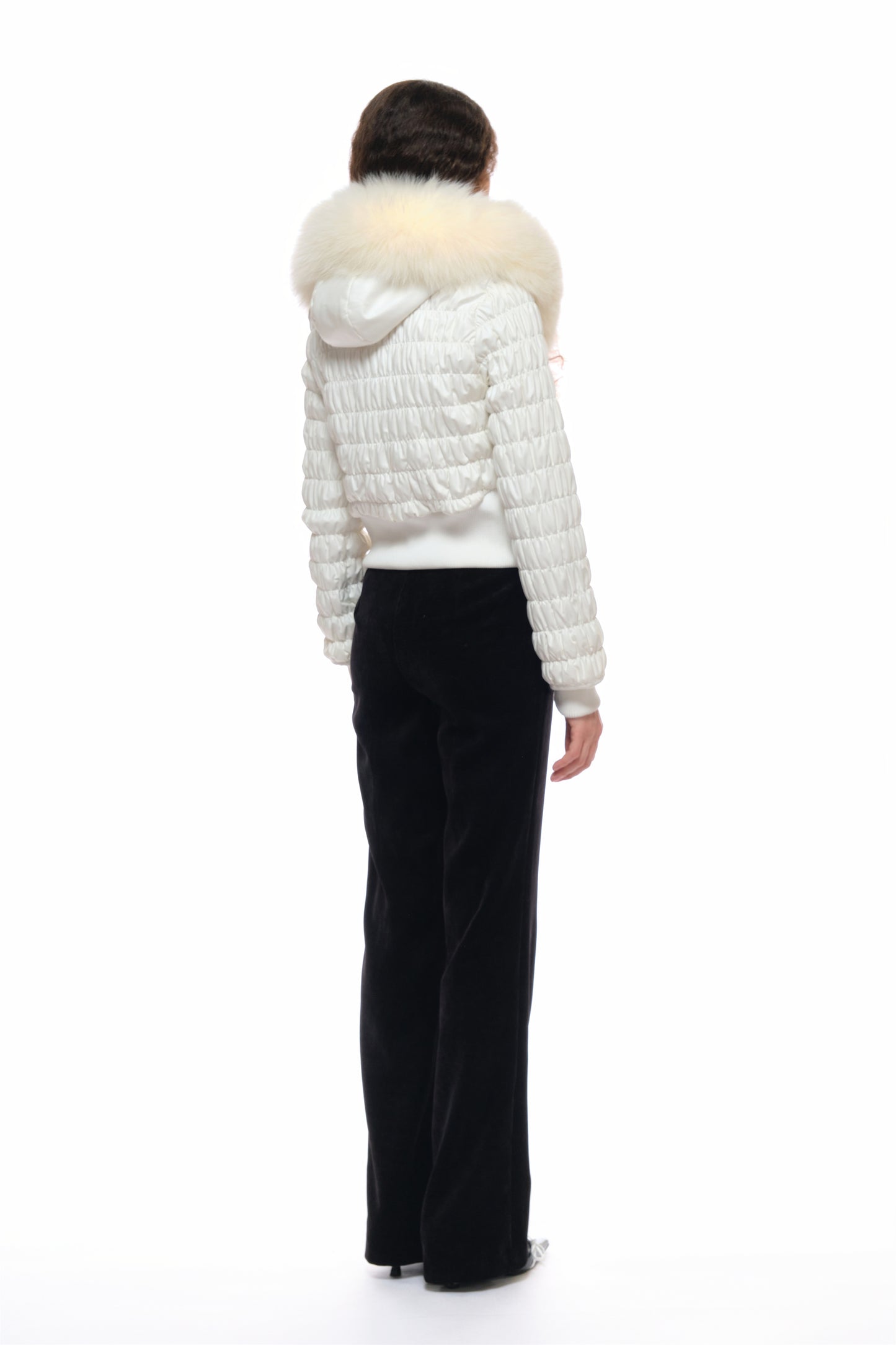 Erica Fox Fur-Trimmed Cotton Jacket in White