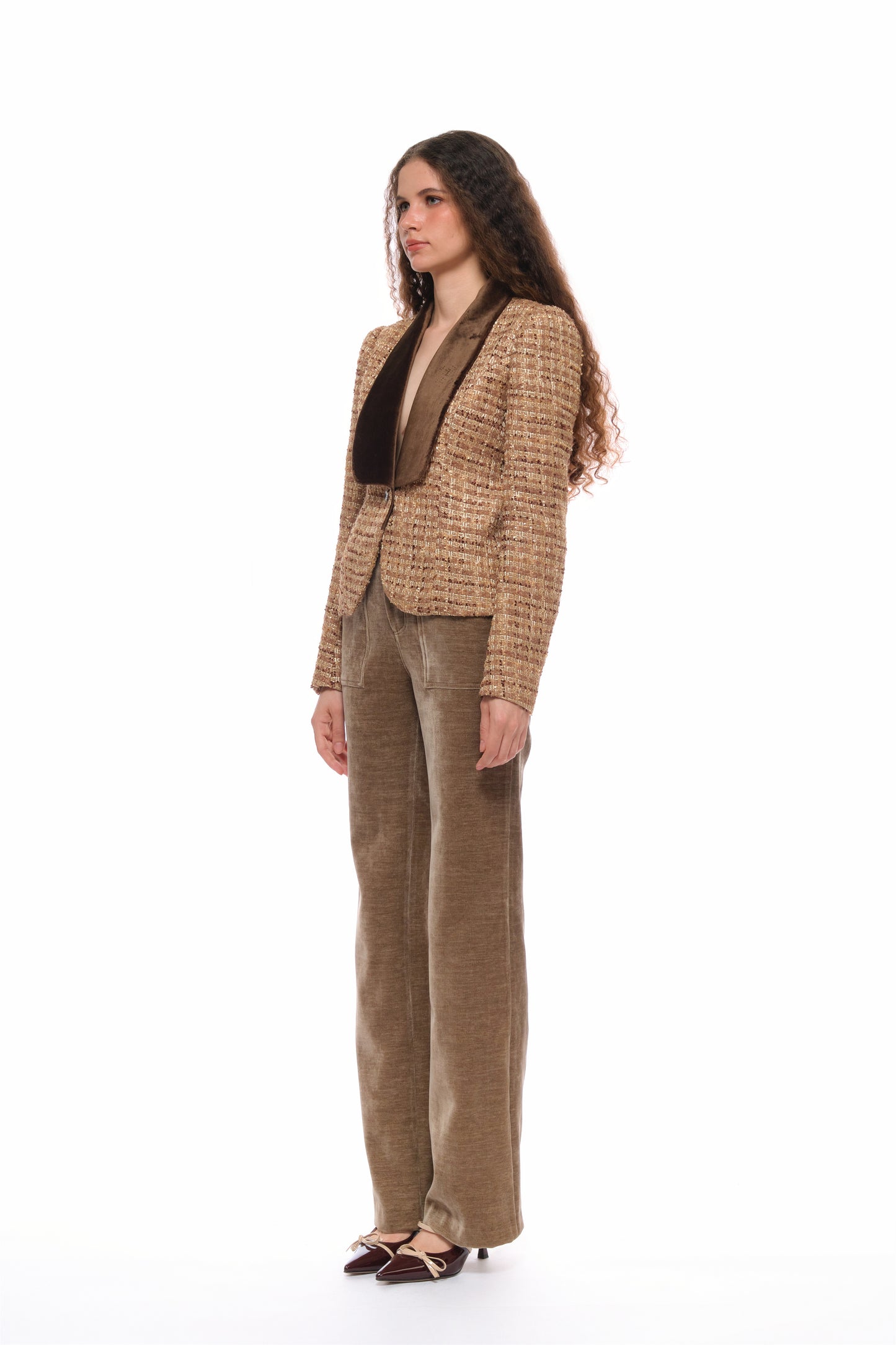 Iris Corduroy High-Waisted Pants in Coffee