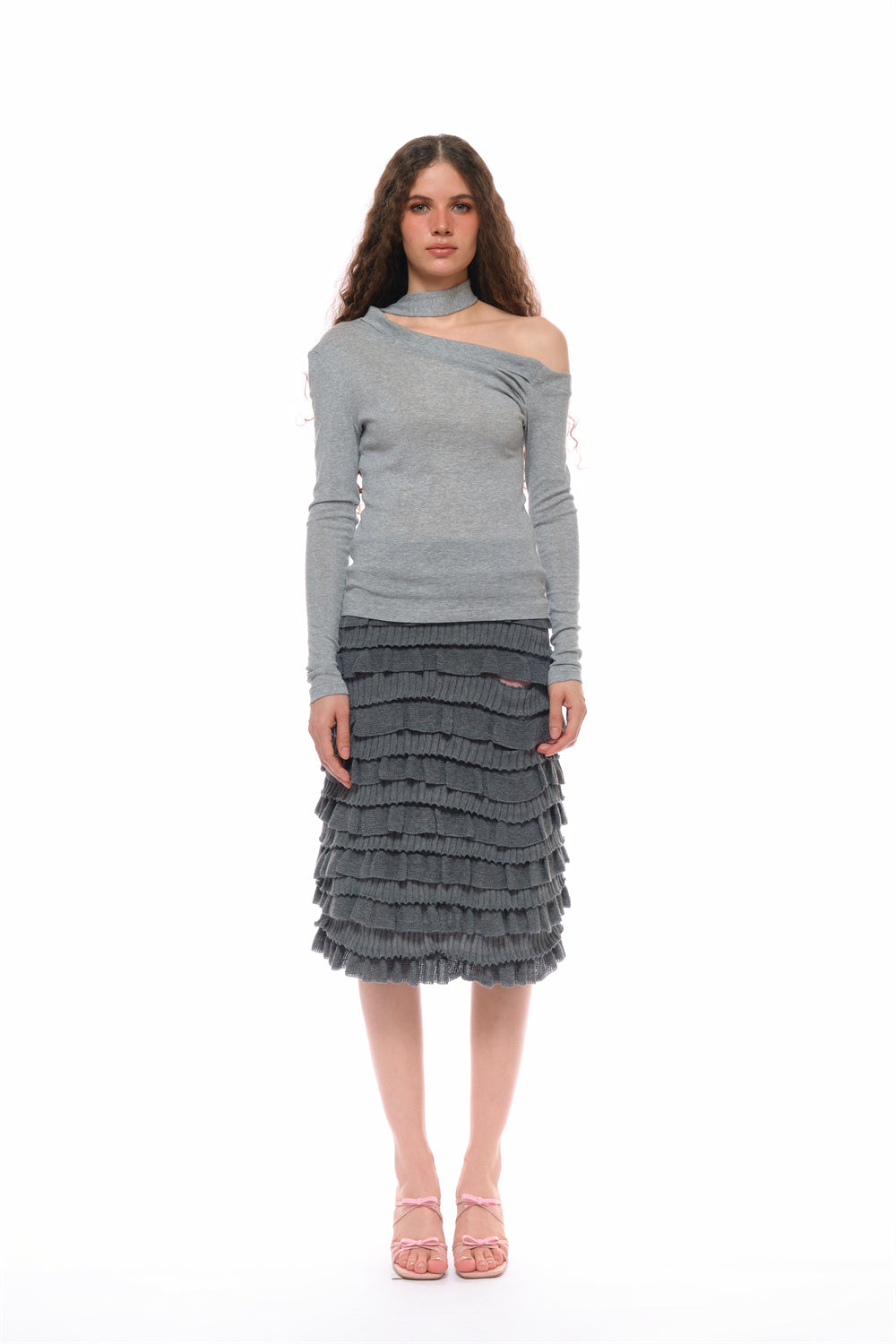 Ray Wool Blend Multi-layer Skirt