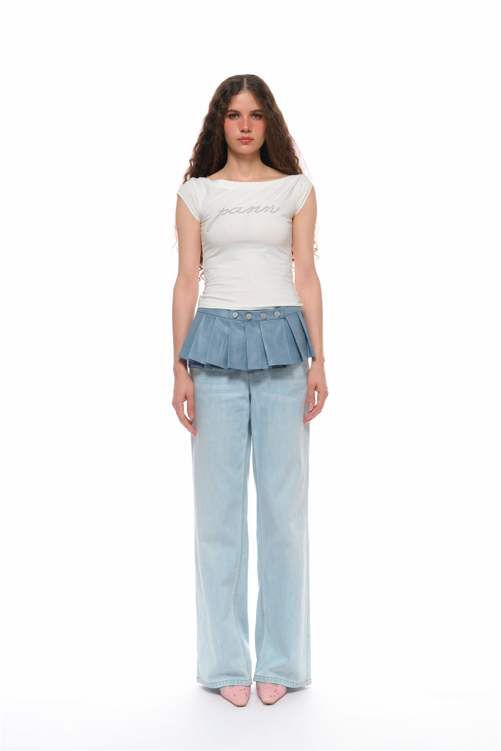 Clara Single-layer Pleated Waistband in Blue