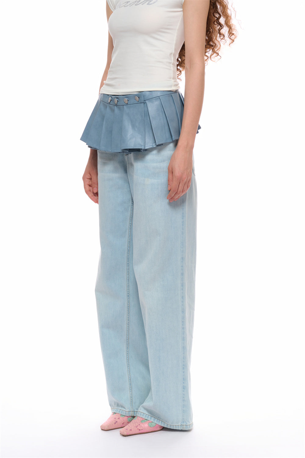 Clara Single-layer Pleated Waistband in Blue