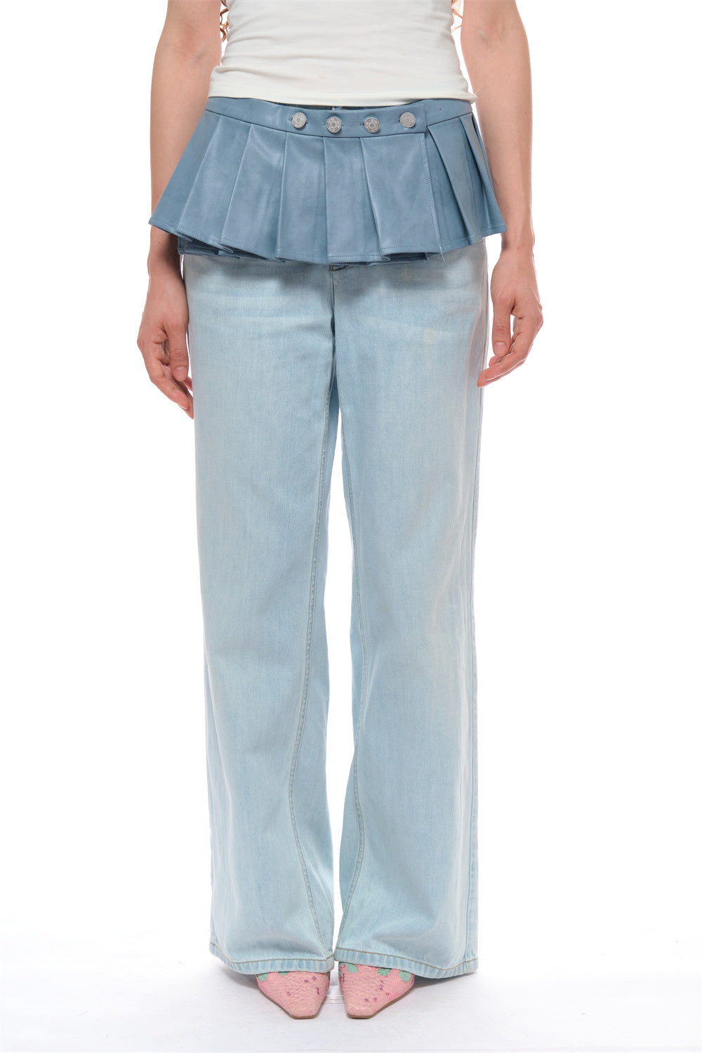 Clara Single-layer Pleated Waistband in Blue