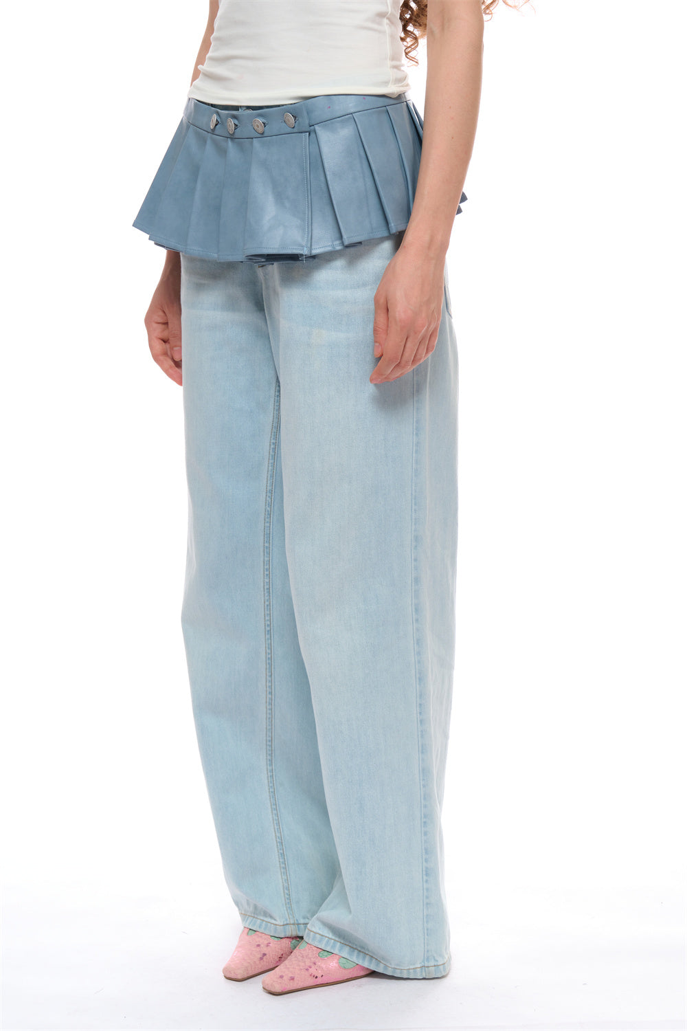 Clara Single-layer Pleated Waistband in Blue