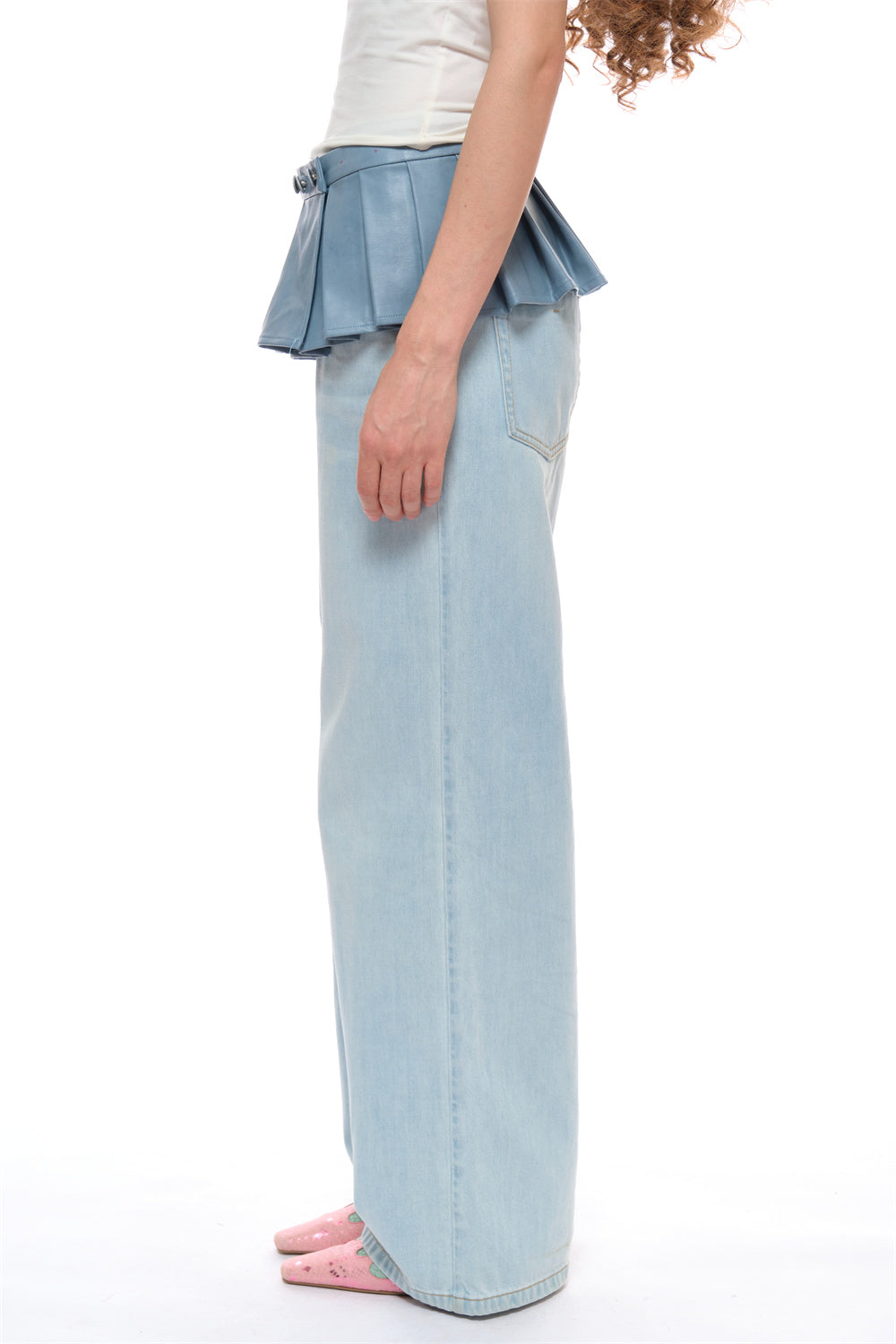 Clara Single-layer Pleated Waistband in Blue