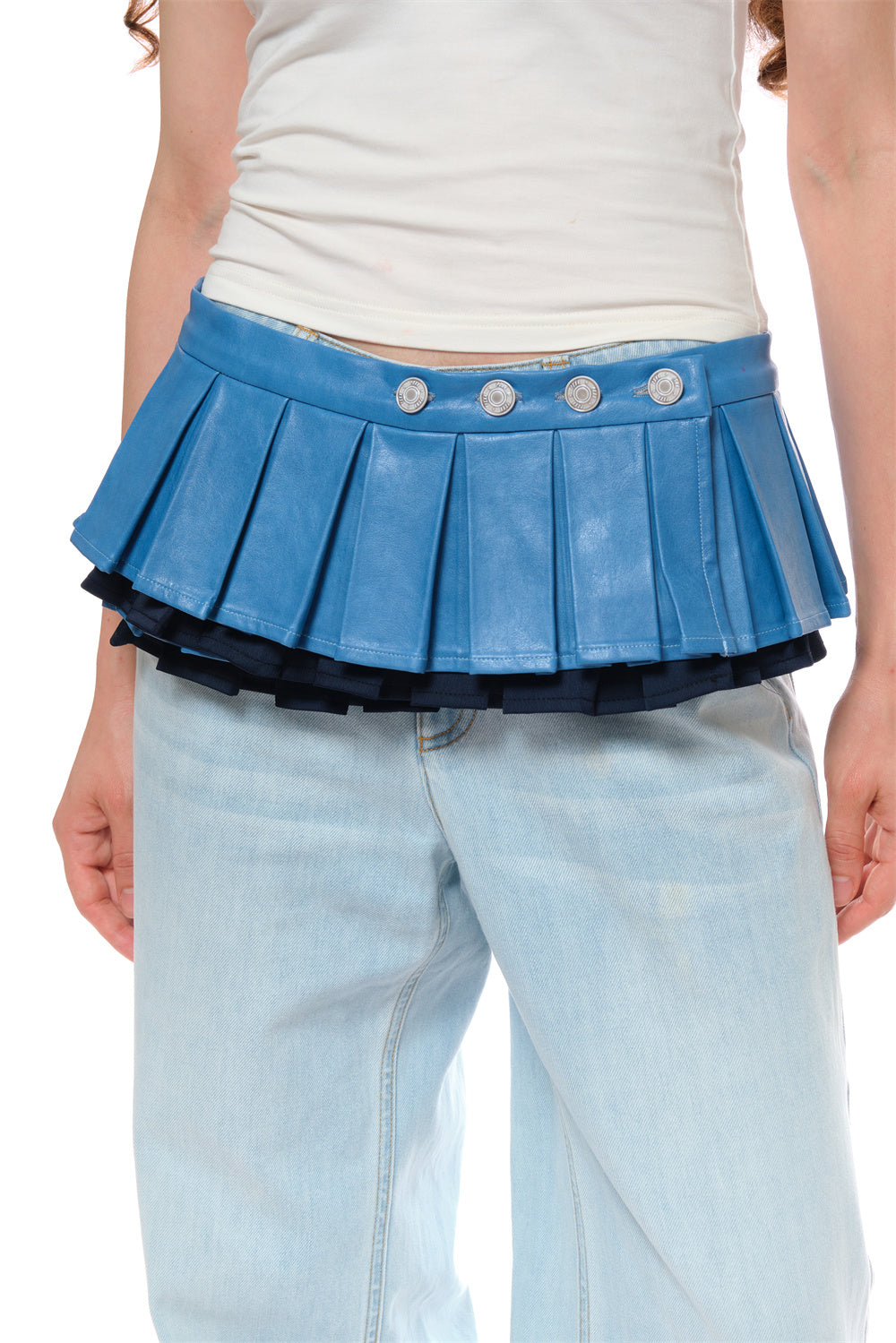 Amber Single-layer Pleated Waistband in Blue