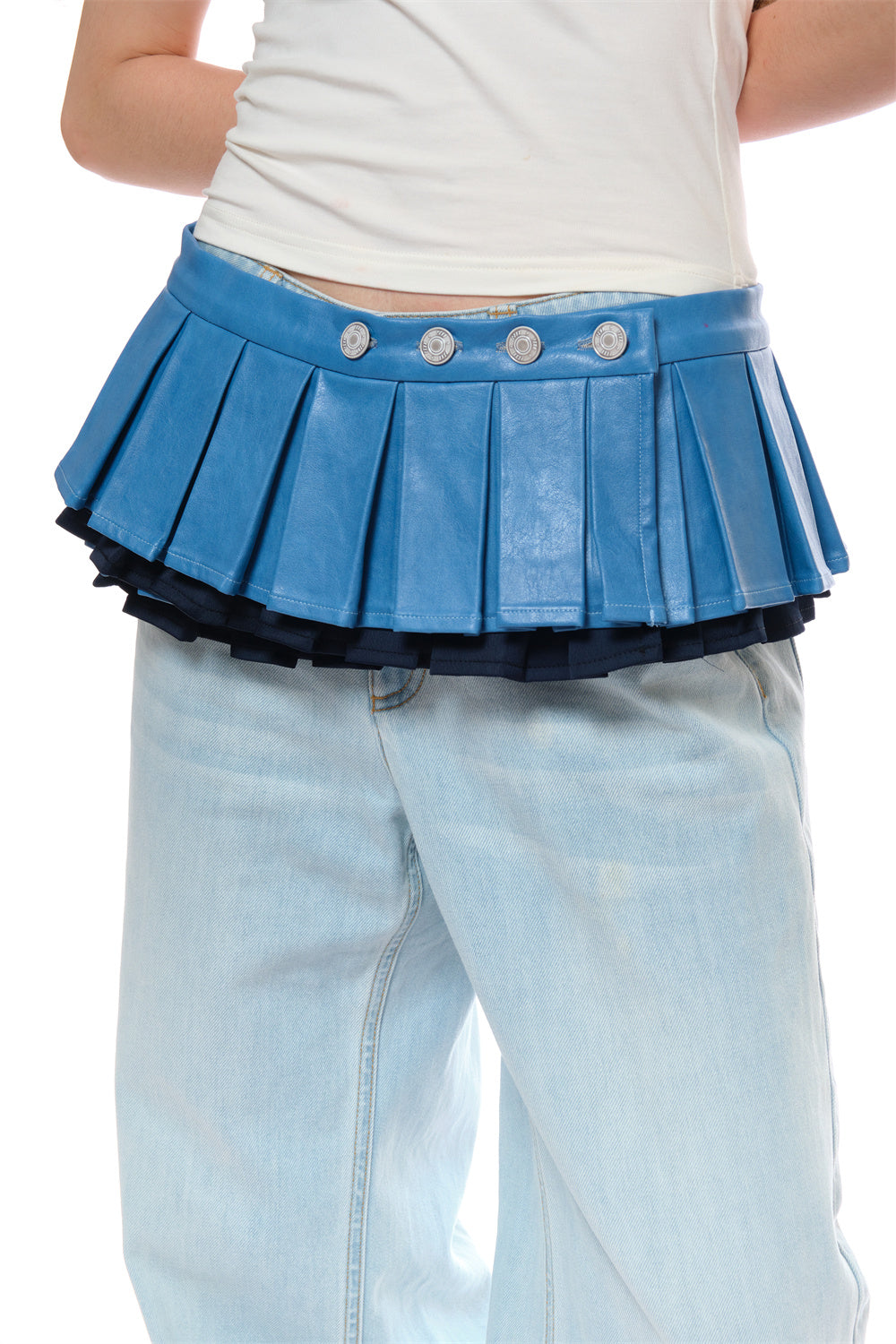 Amber Single-layer Pleated Waistband in Blue