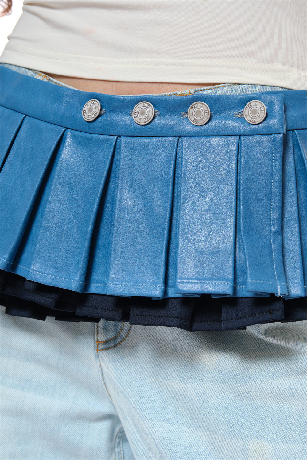 Amber Single-layer Pleated Waistband in Blue