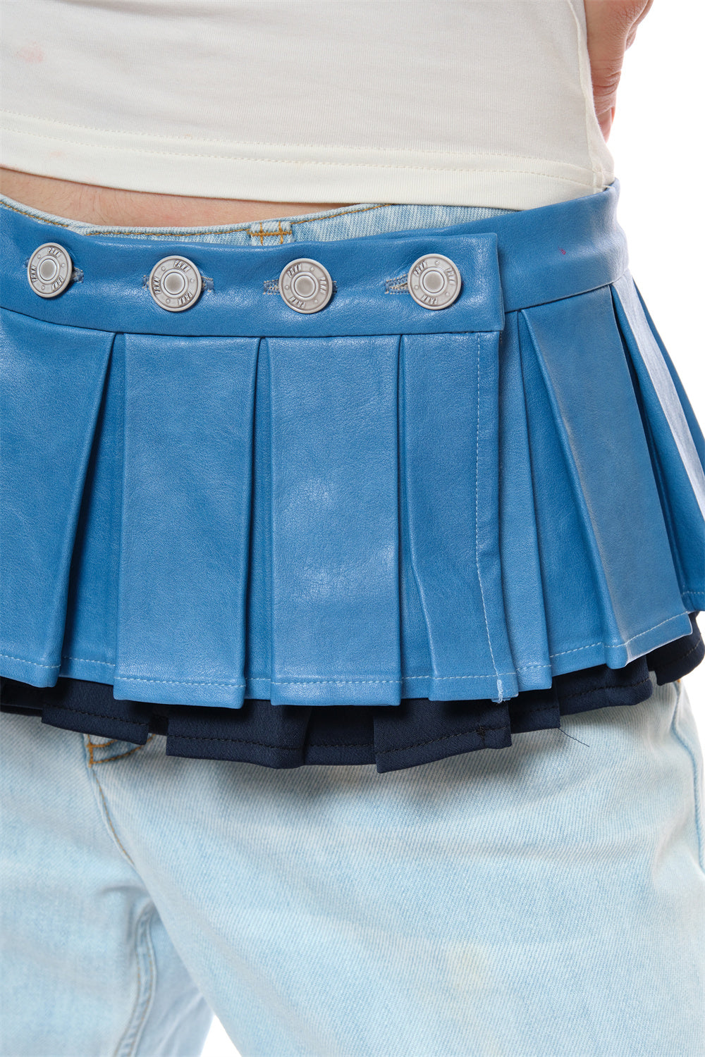 Amber Single-layer Pleated Waistband in Blue