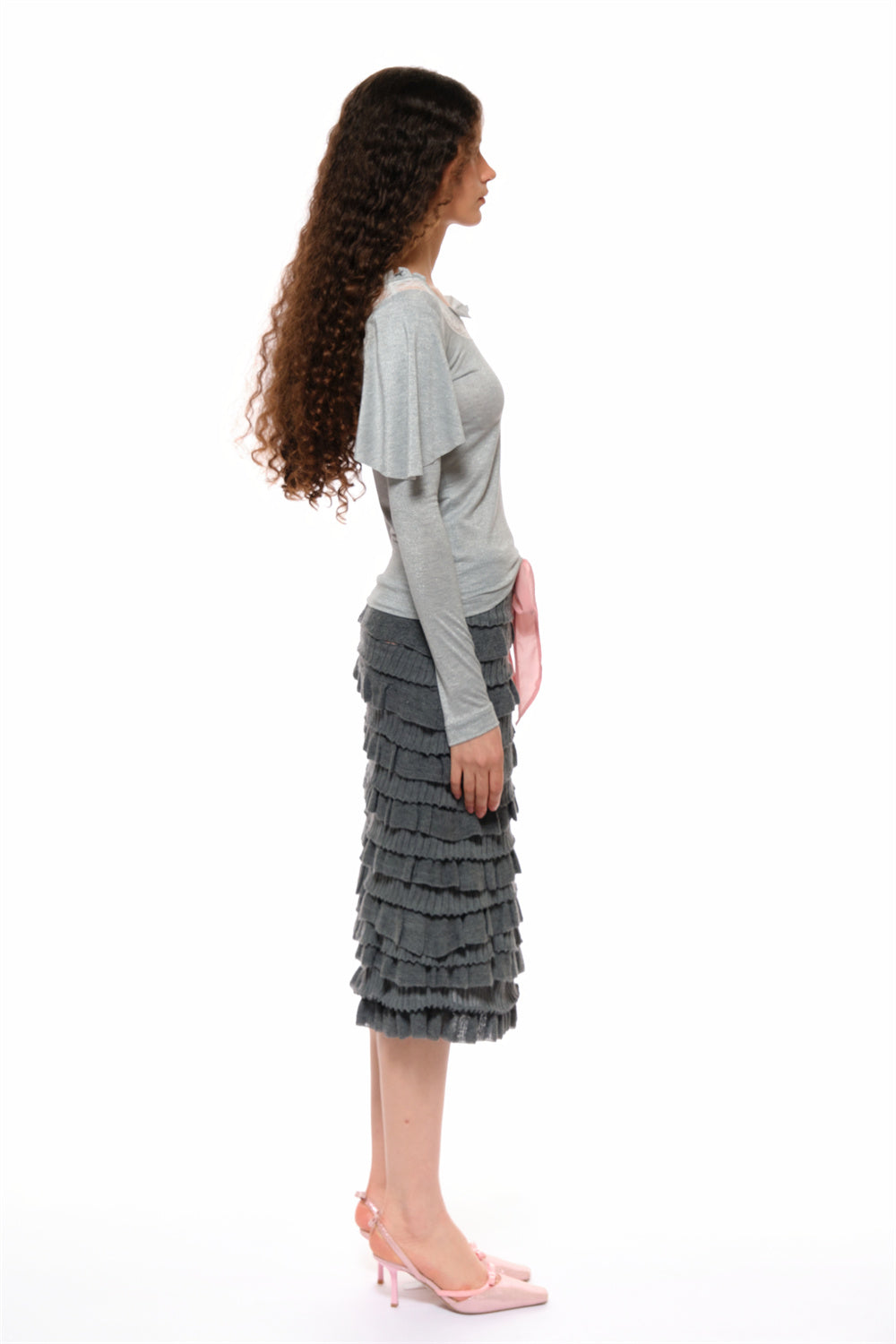 Ray Wool Blend Multi-layer Skirt