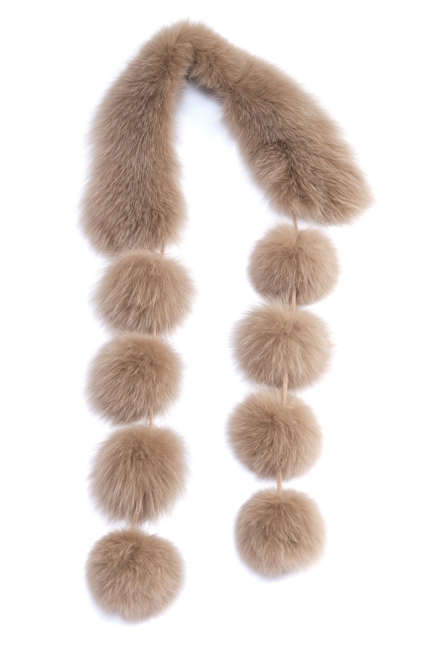 Bette Dreamy Pom-Pom Fur Scarf in Brown