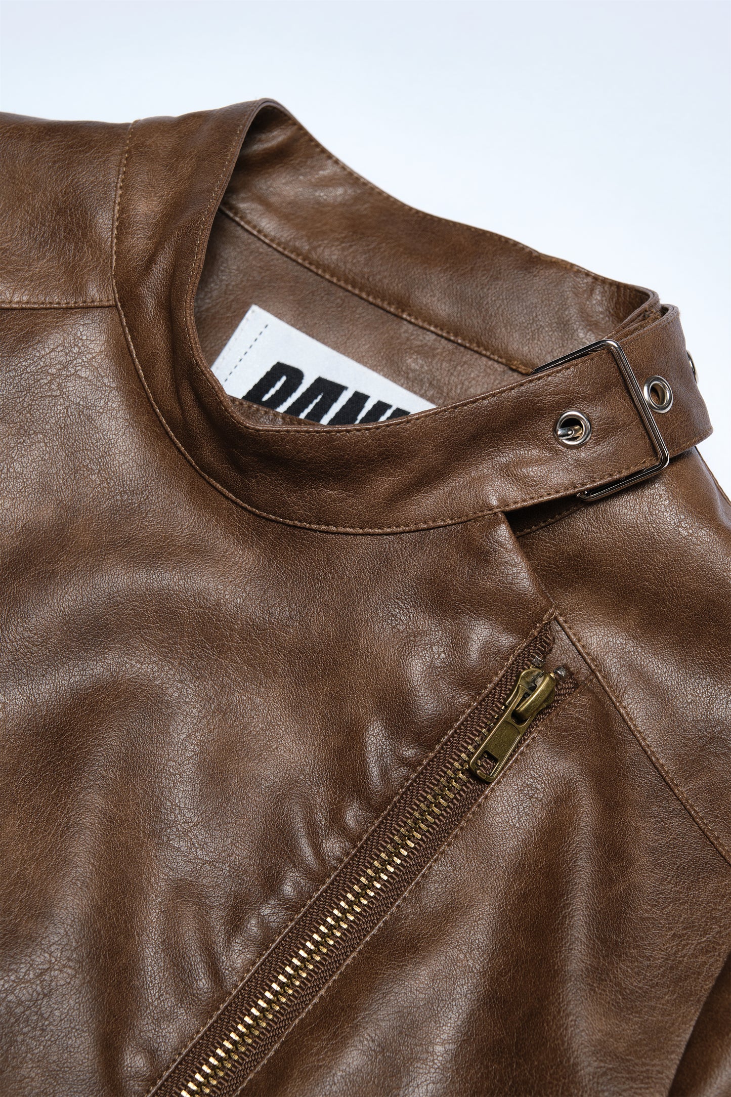 Mitty Raccoon Fur-Trimmed Leather Jacket in Brown