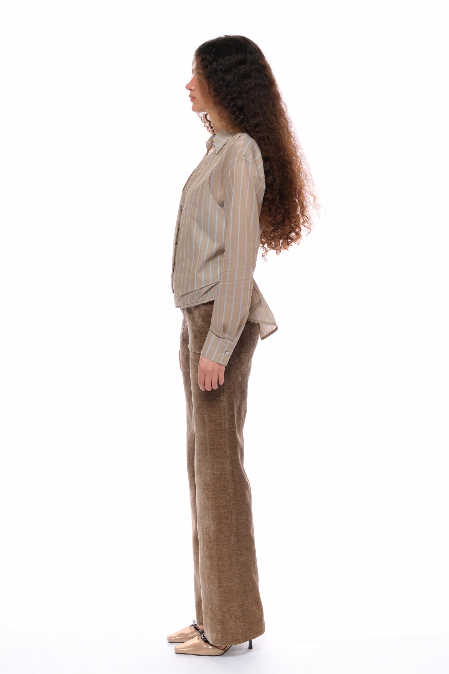 Iris Corduroy High-Waisted Pants in Coffee