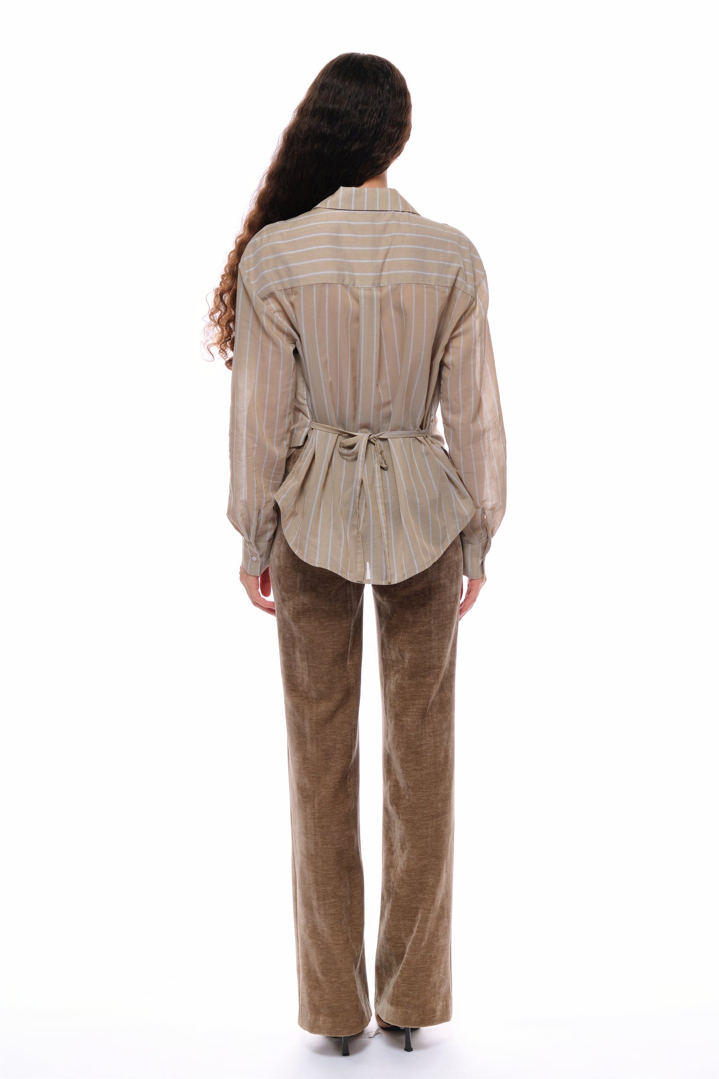 Iris Corduroy High-Waisted Pants in Coffee