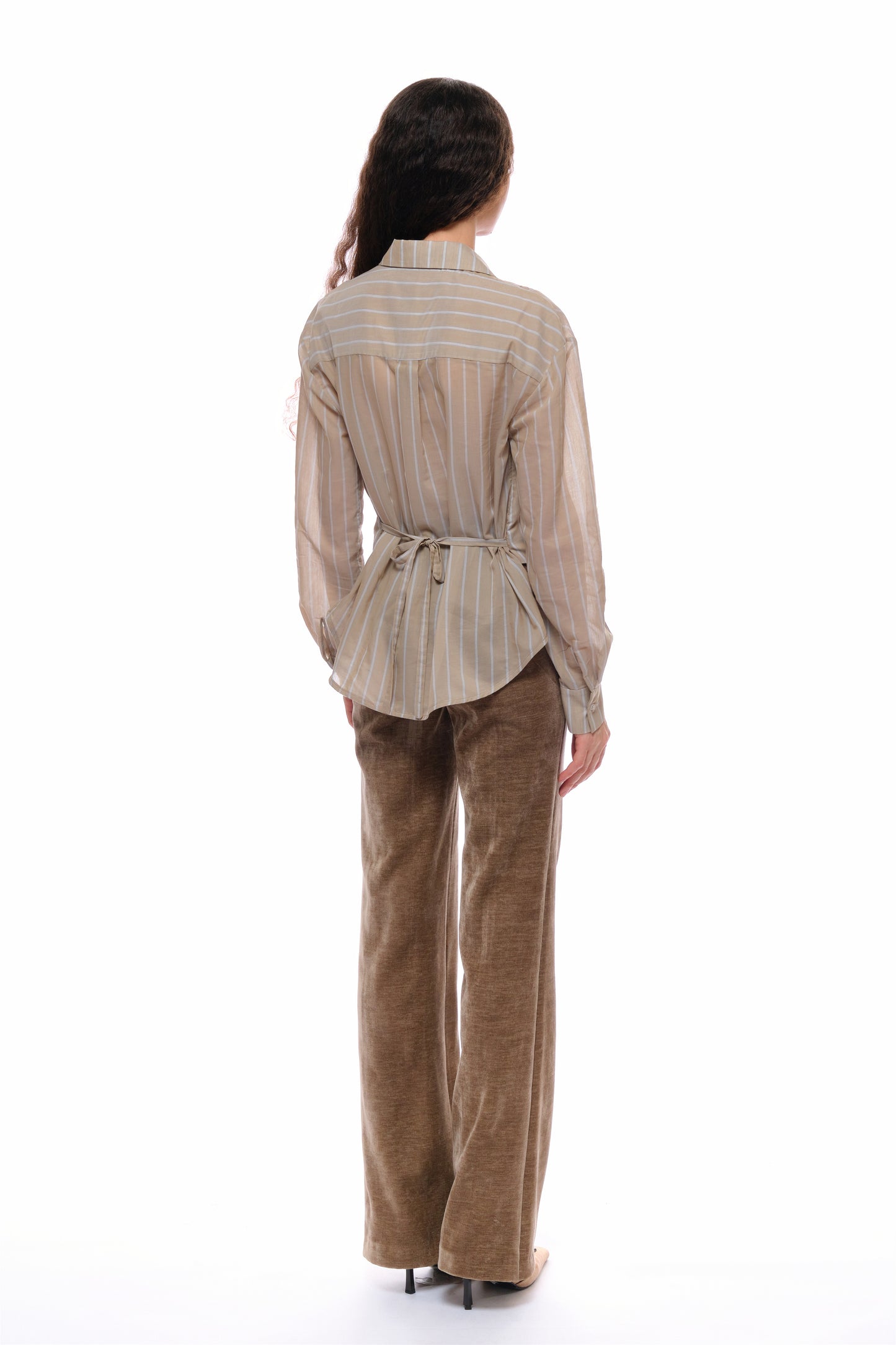 Iris Corduroy High-Waisted Pants in Coffee