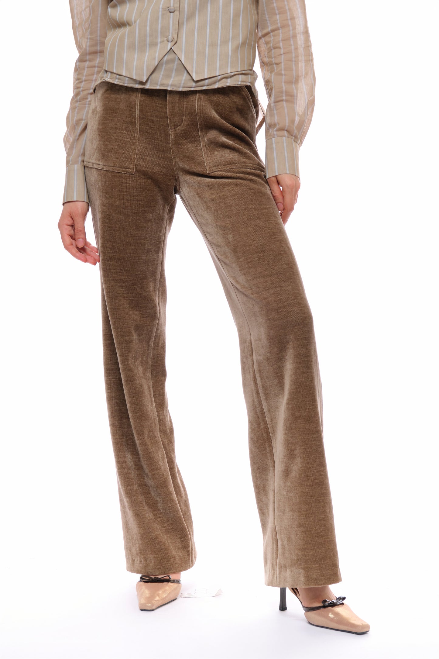 Iris Corduroy High-Waisted Pants in Coffee