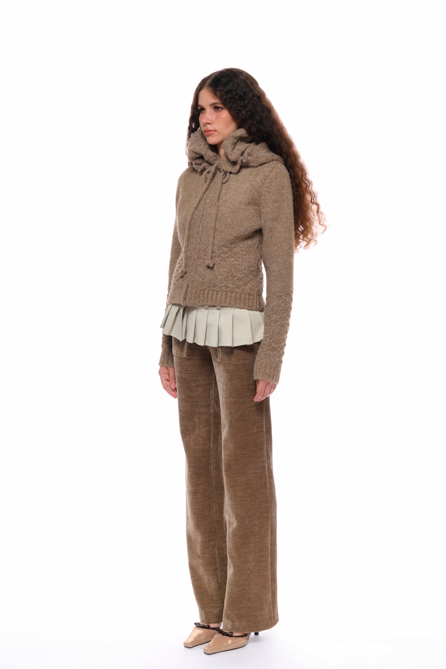 Cora Cashmere Knit Sweater in Brown