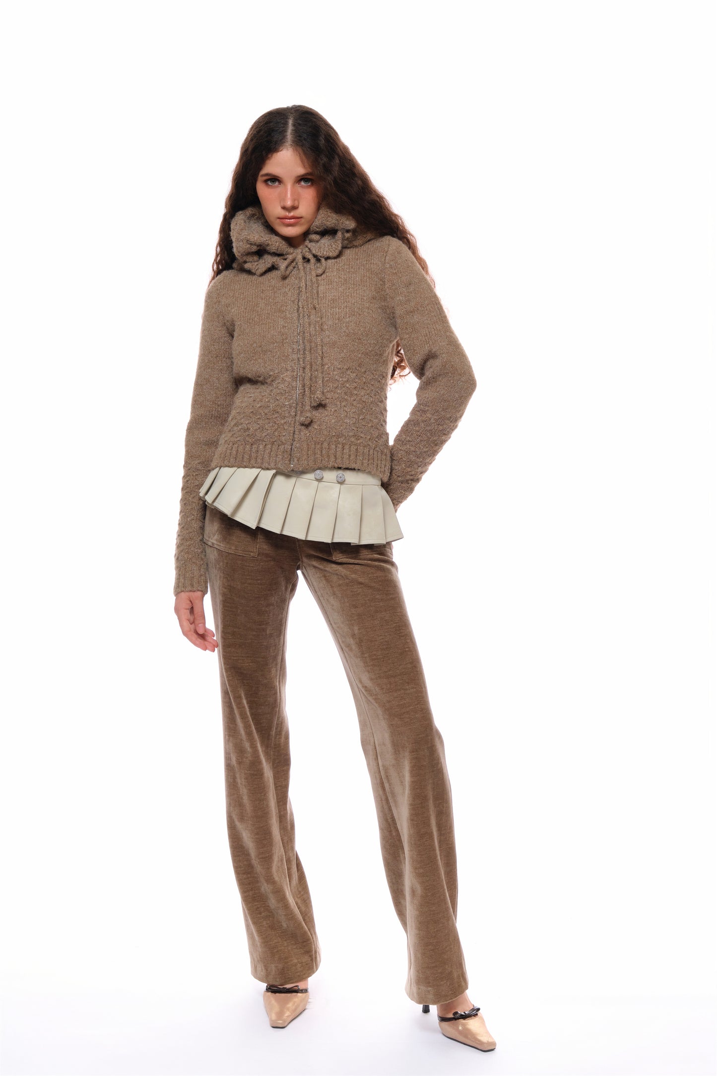 Cora Cashmere Knit Sweater in Brown