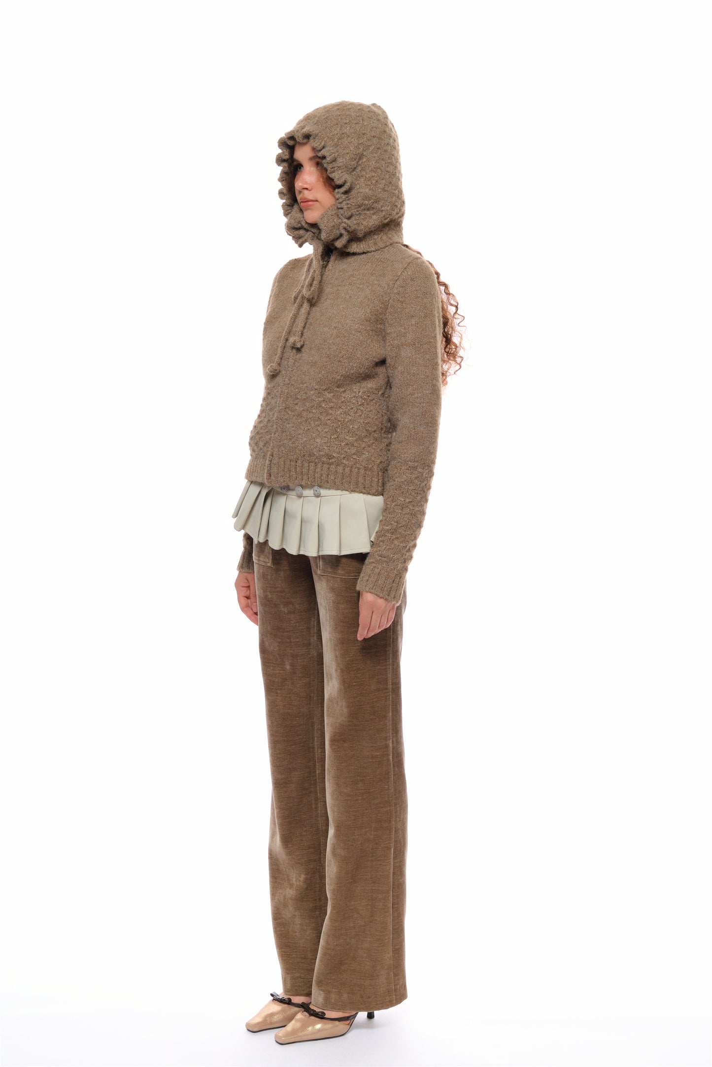 Cora Cashmere Knit Sweater in Brown