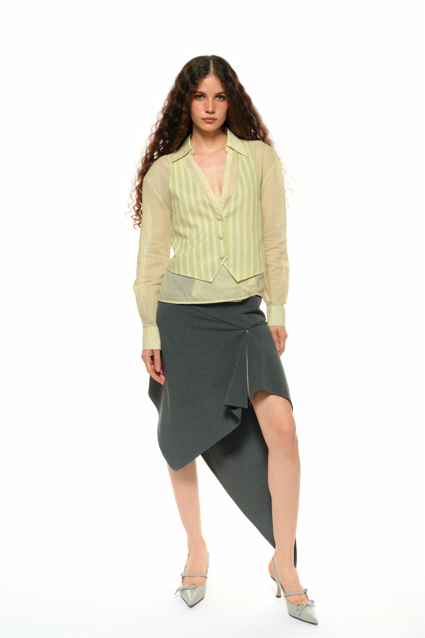 Leah Asymmetrical Tailored Skirt in Gray