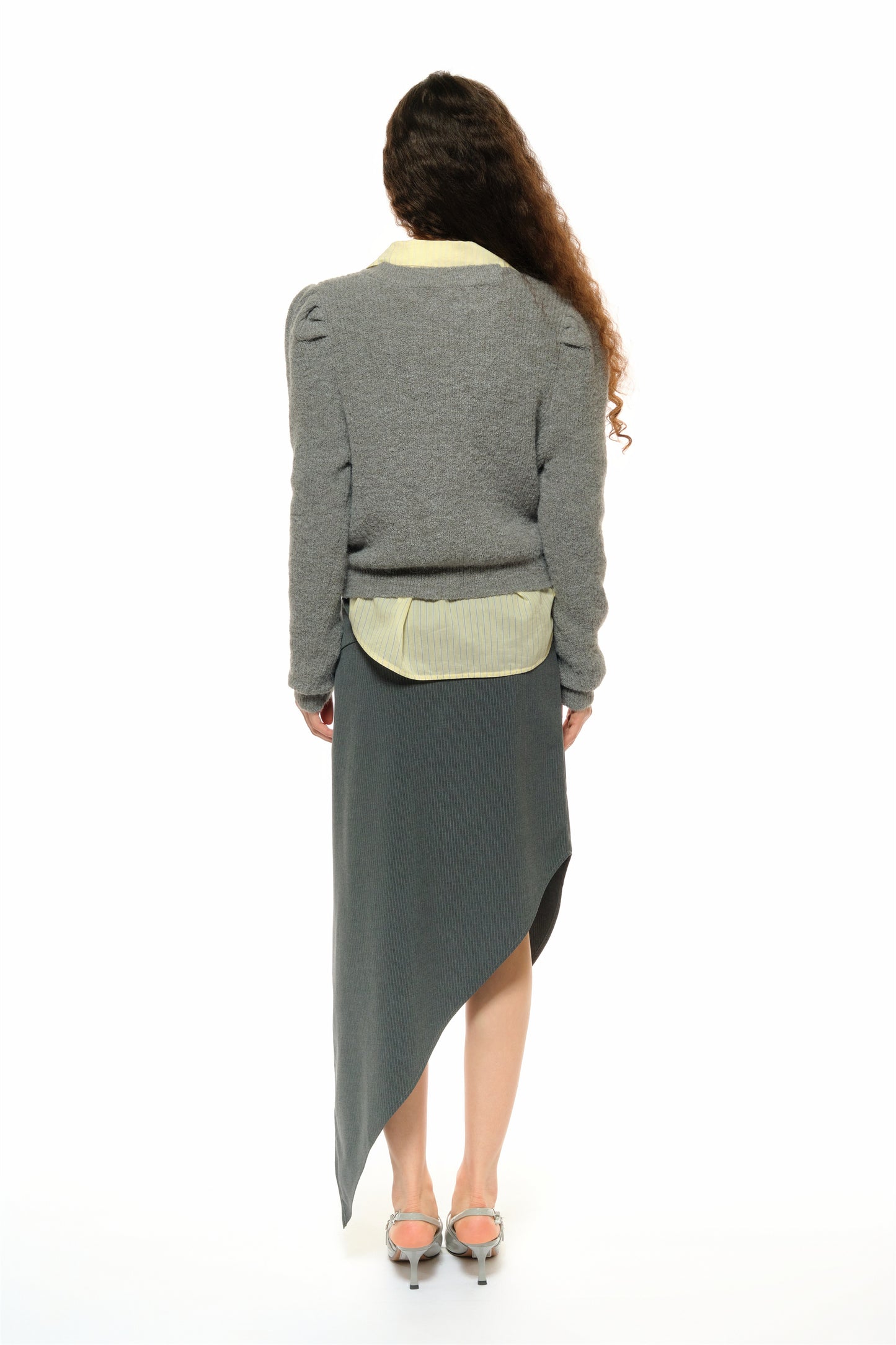 Leah Asymmetrical Tailored Skirt in Gray