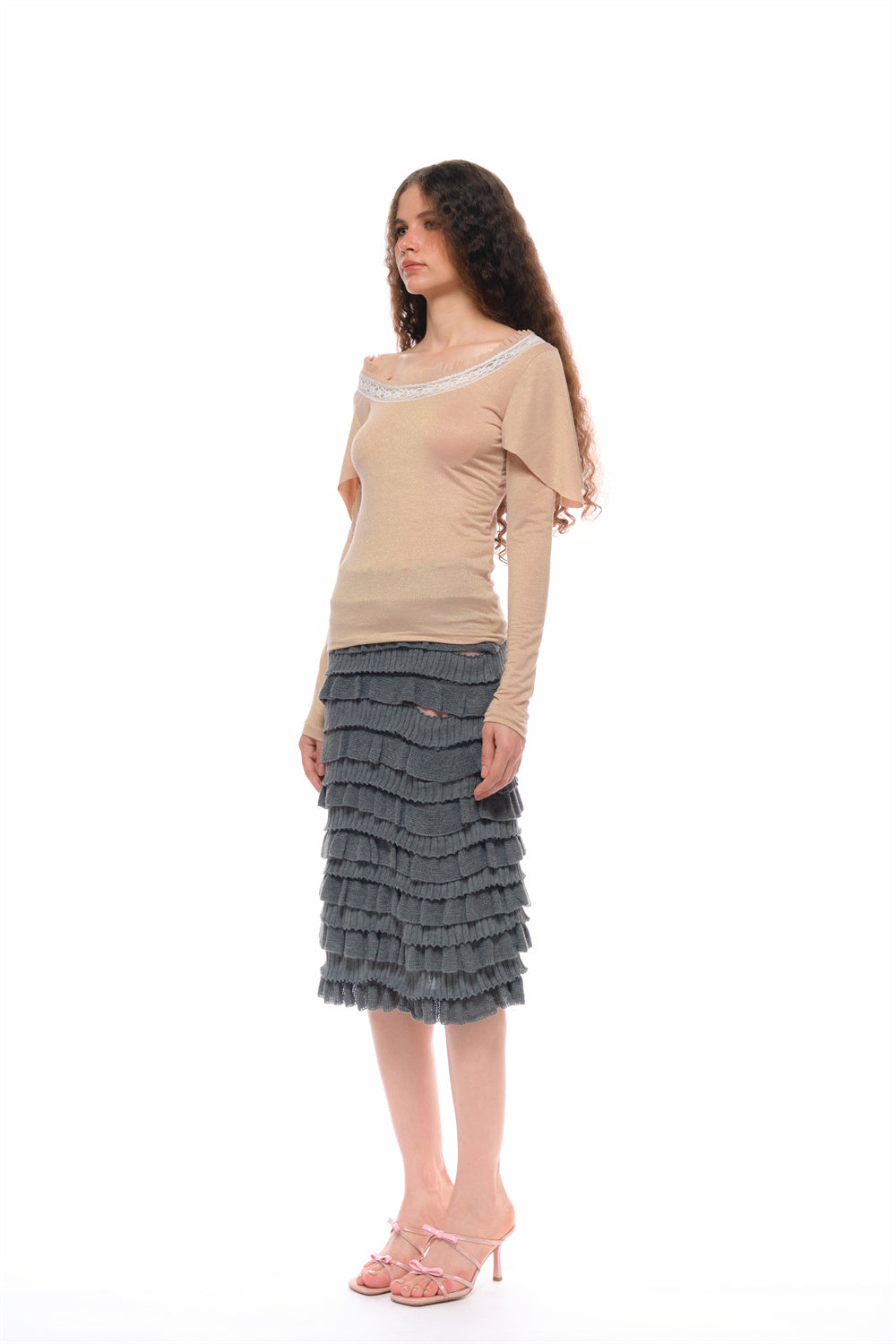 Ray Wool Blend Multi-layer Skirt