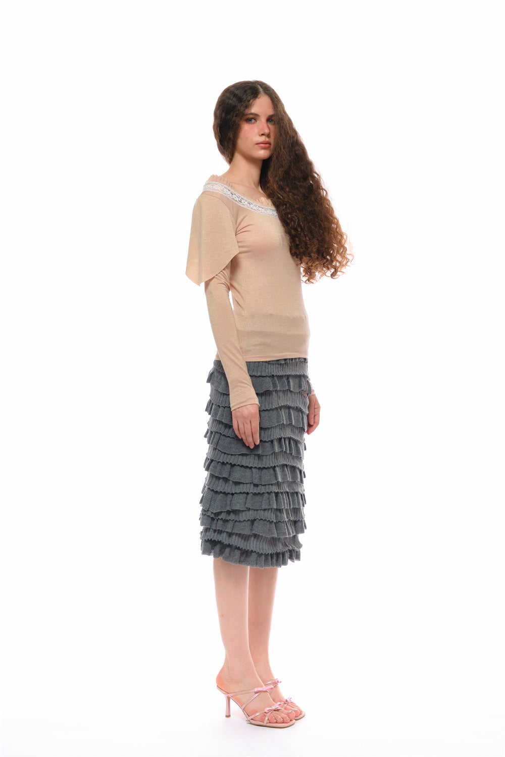 Ray Wool Blend Multi-layer Skirt