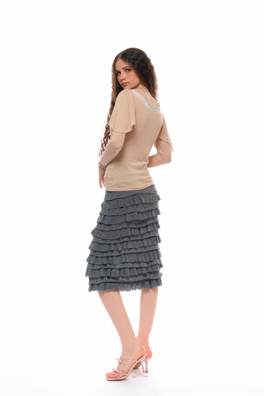 Ray Wool Blend Multi-layer Skirt