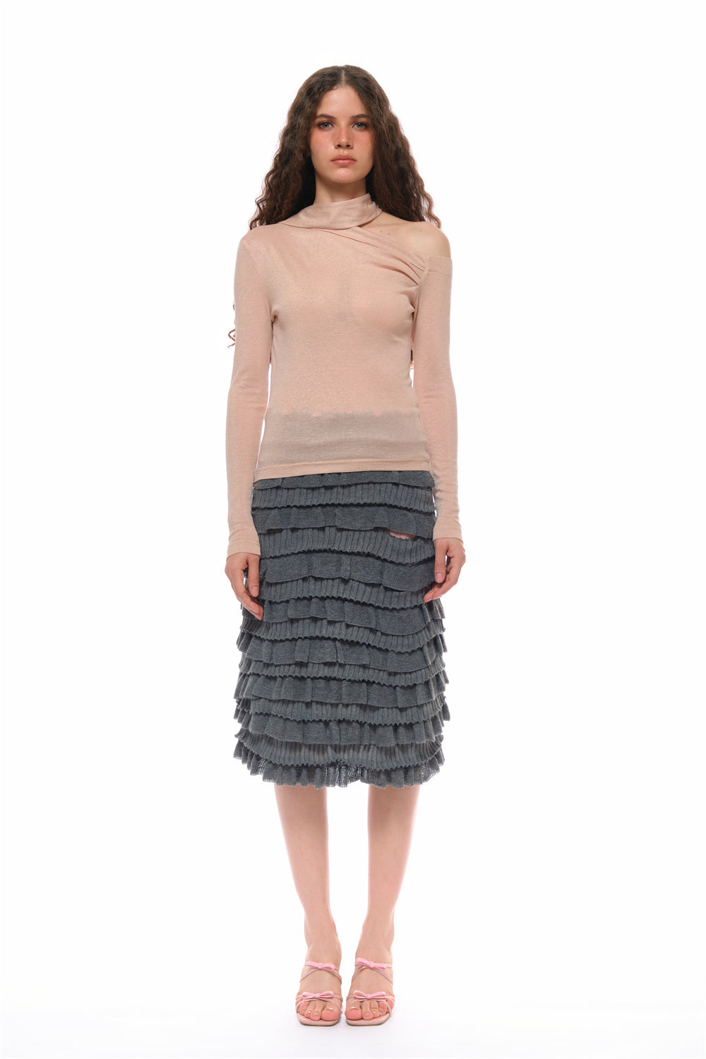 Ray Wool Blend Multi-layer Skirt