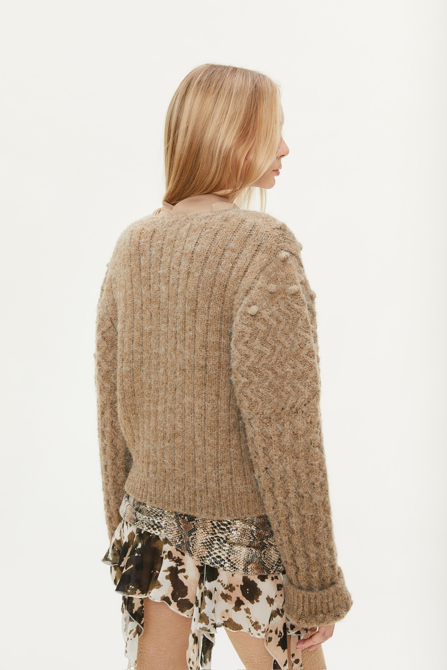 Collin Knit Sweater Cardigan in Brown