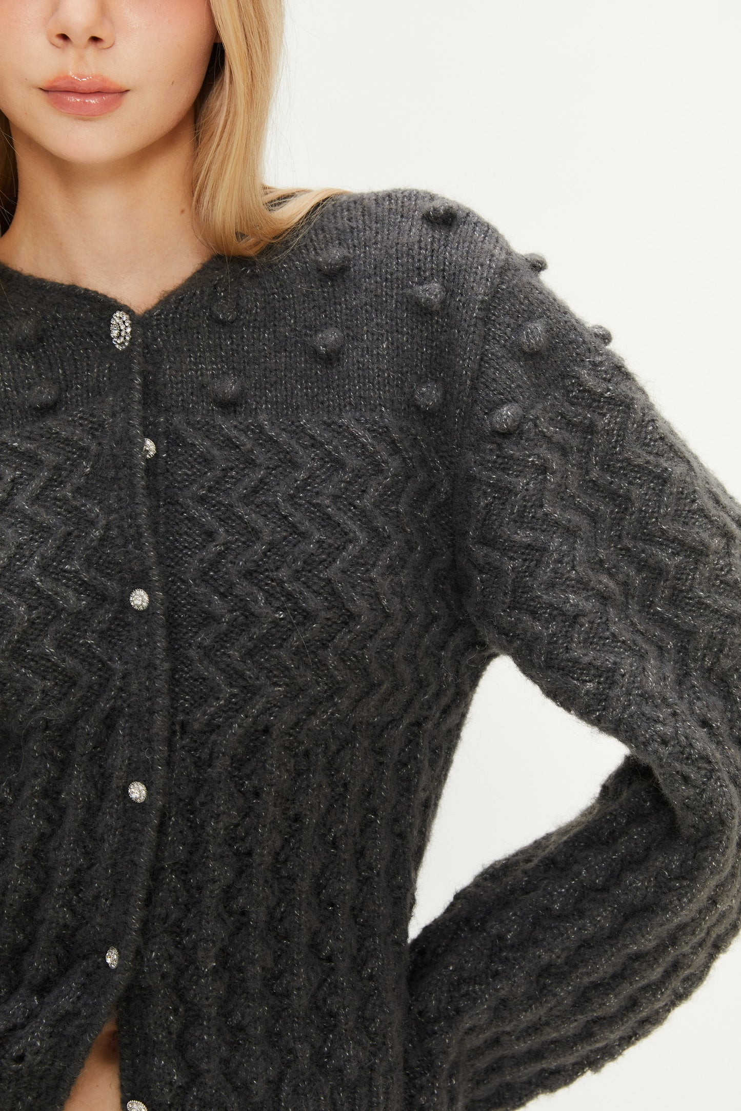 Collin Knit Sweater Cardigan in Gray