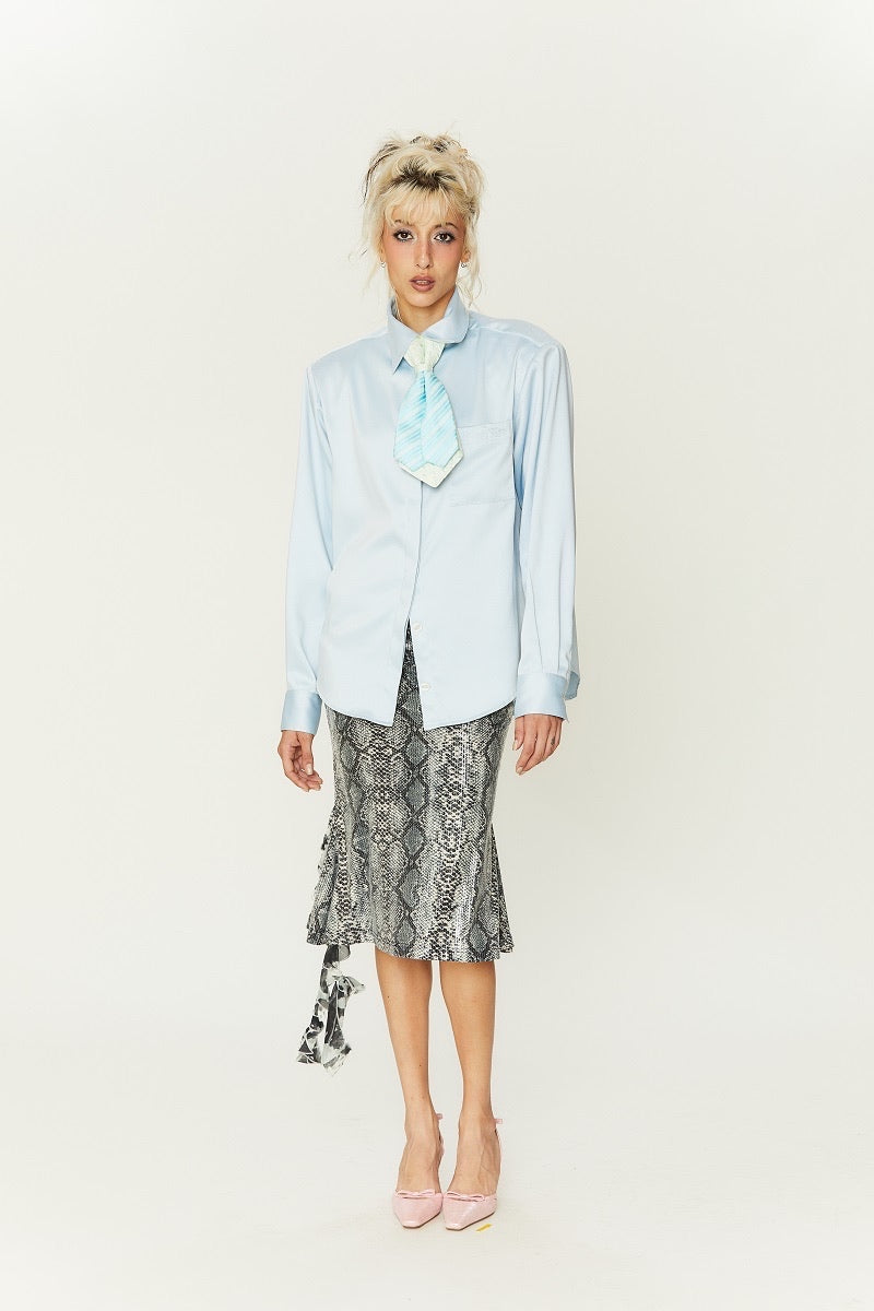 Arlo Snakeskin print Sequin Midi Skirt in Gray