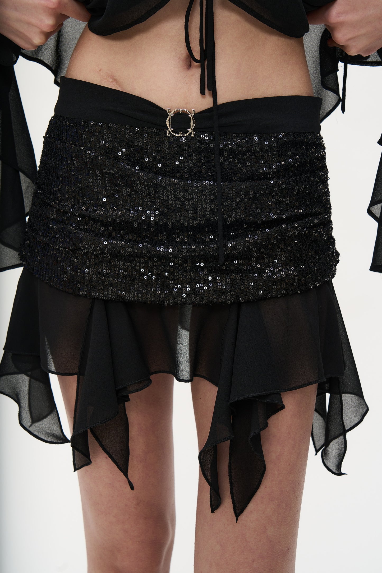 Polly Sequin Mini Skirt in Black