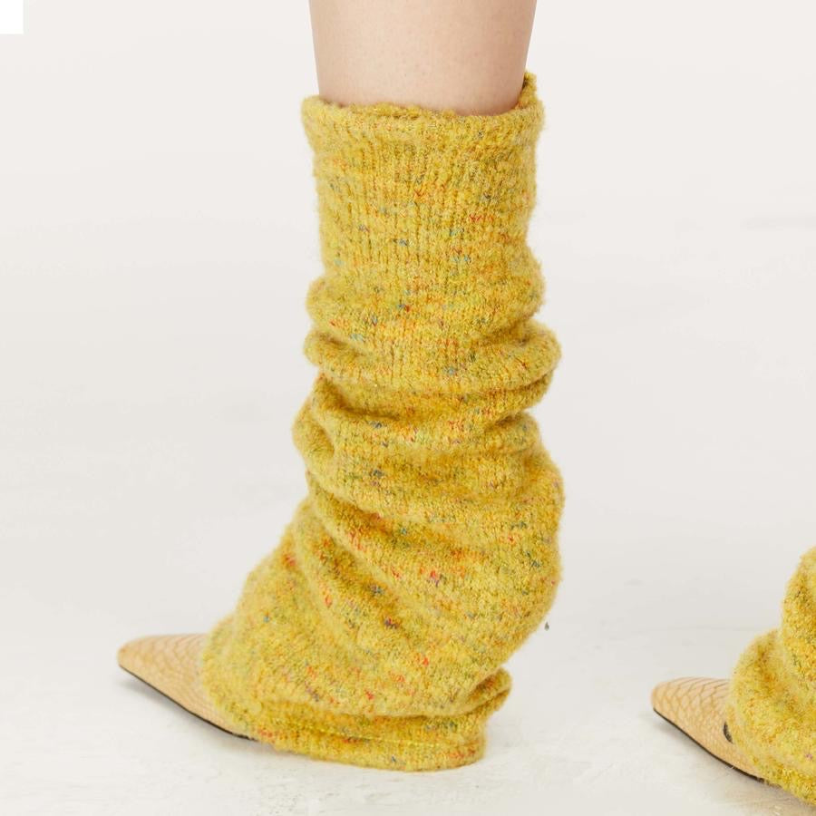 Fuzzy Knit Leg Warmer in Yellow