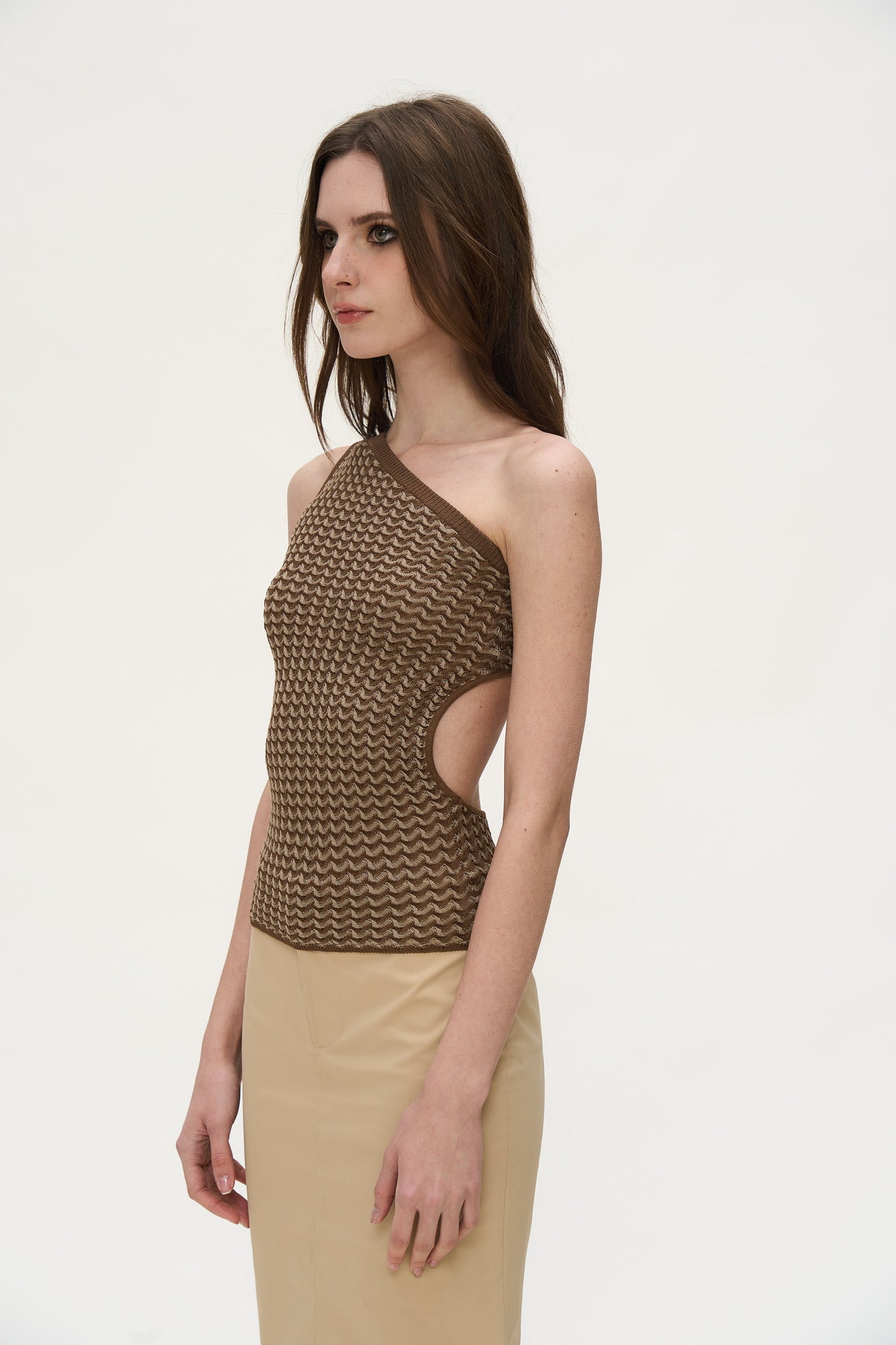 Junie Backless Knit Top in Toffee