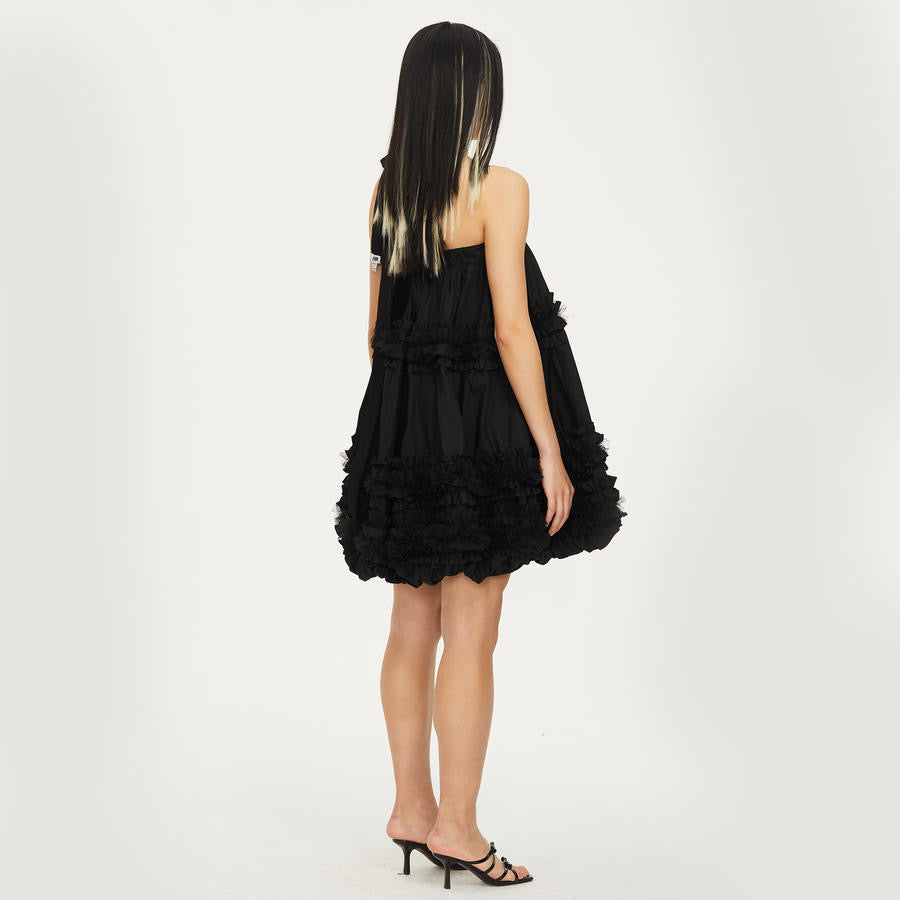 Ruth Pleated Fluffy in Black