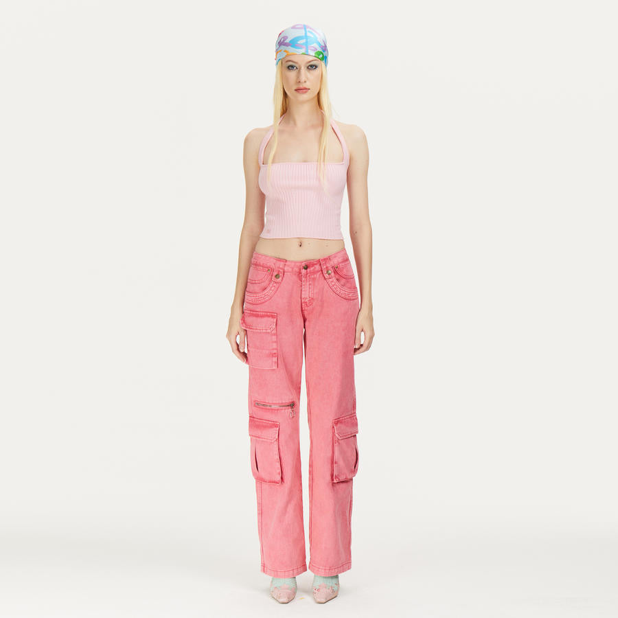 Mali Halter knitted Top in Pink