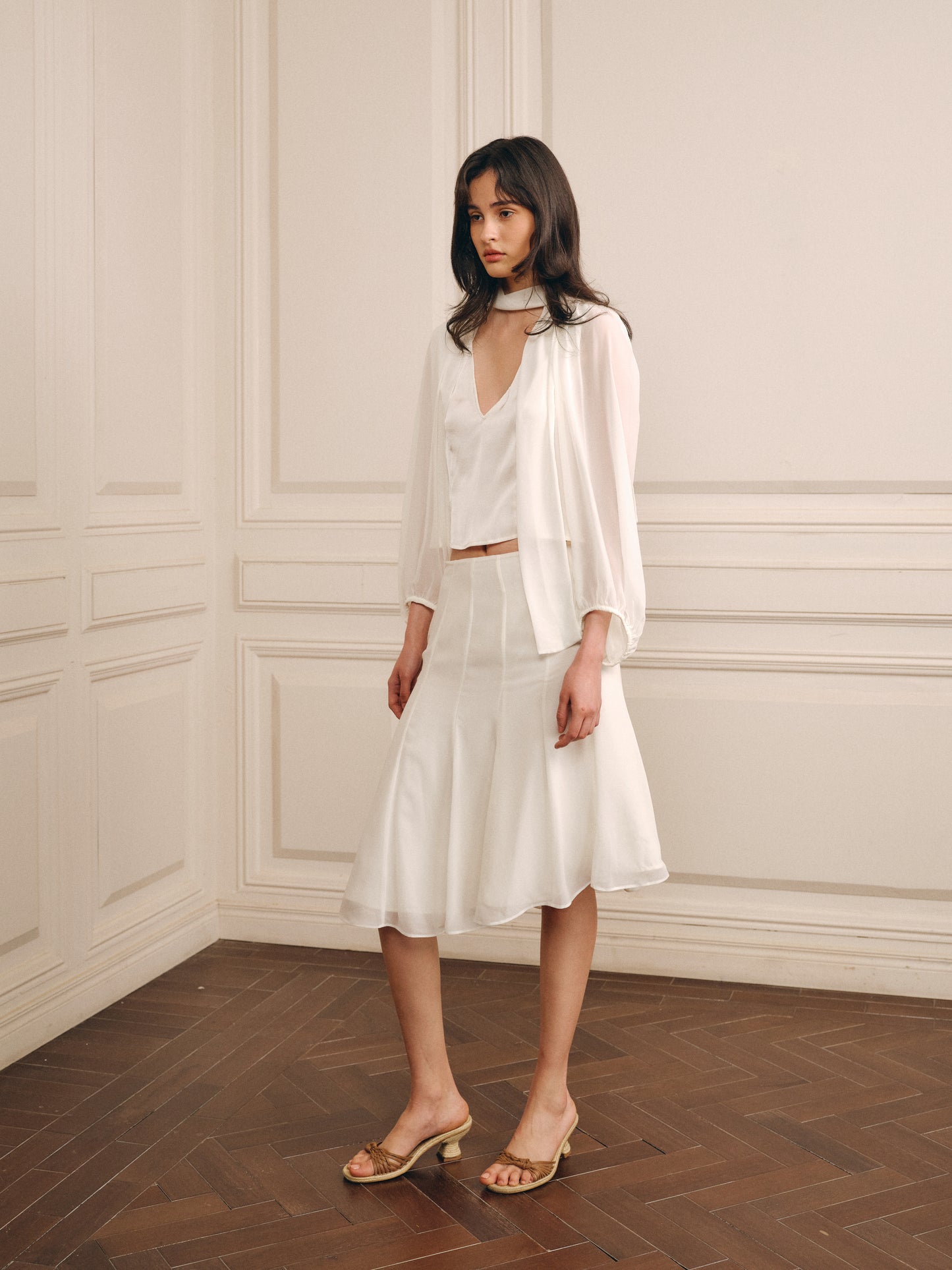 Airflow Chiffon Skirt-Sandstone