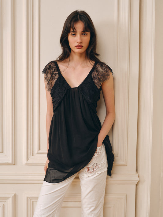 Air Lace Mini Dress-Black